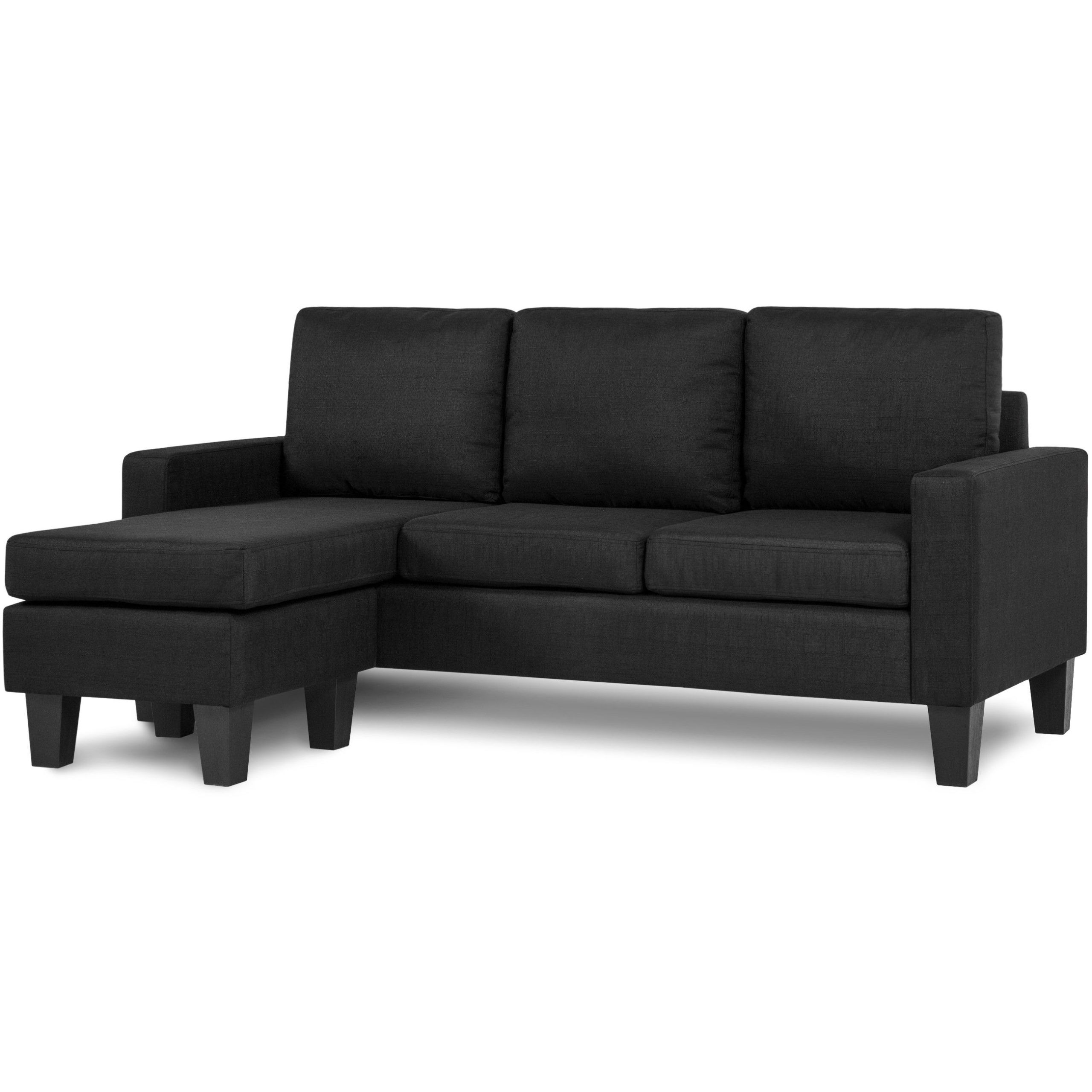 Best Choice Products Multifunctional Linen 3 Seat L Shape Sectional Pertaining To 3 Seat L Shaped Sofas In Black (View 13 of 20)