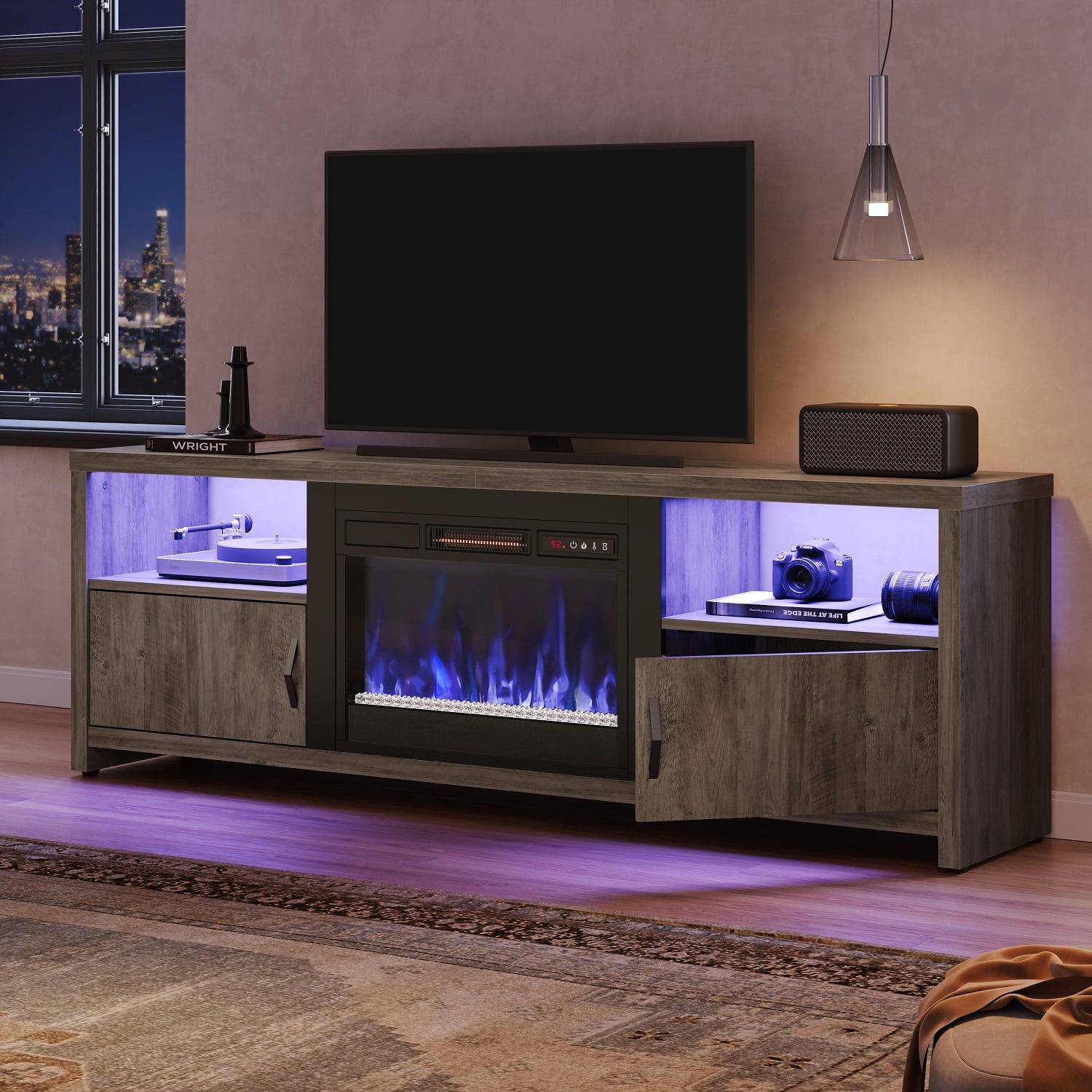 Bestier Electric Fireplace Tv Stand For Tvs Up To 75" Entertainment Intended For Bestier Tv Stand For Tvs Up To 75" (View 8 of 20)
