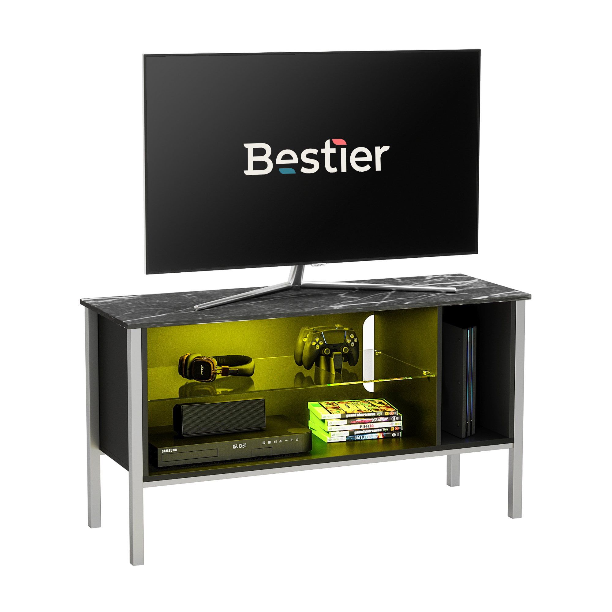 Bestier Gaming Tv Stand For Tvs Up To 50" With Led Light & Storage Intended For Bestier Tv Stand For Tvs Up To 75" (View 20 of 20)