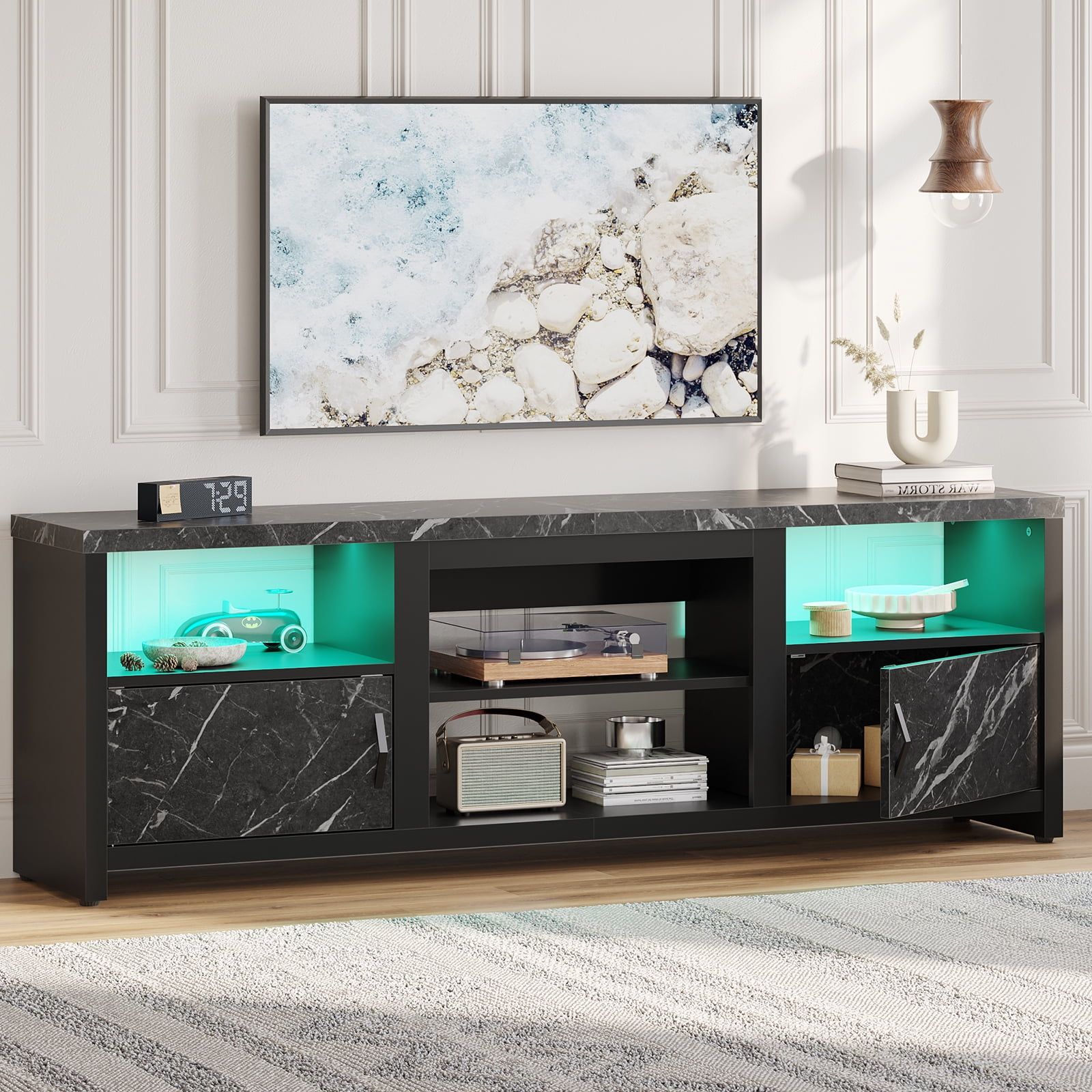 Bestier Modern Tv Stand For Tvs Up To 75" With Led Lights With Regard To Bestier Tv Stand For Tvs Up To 75" (Gallery 9 of 20)