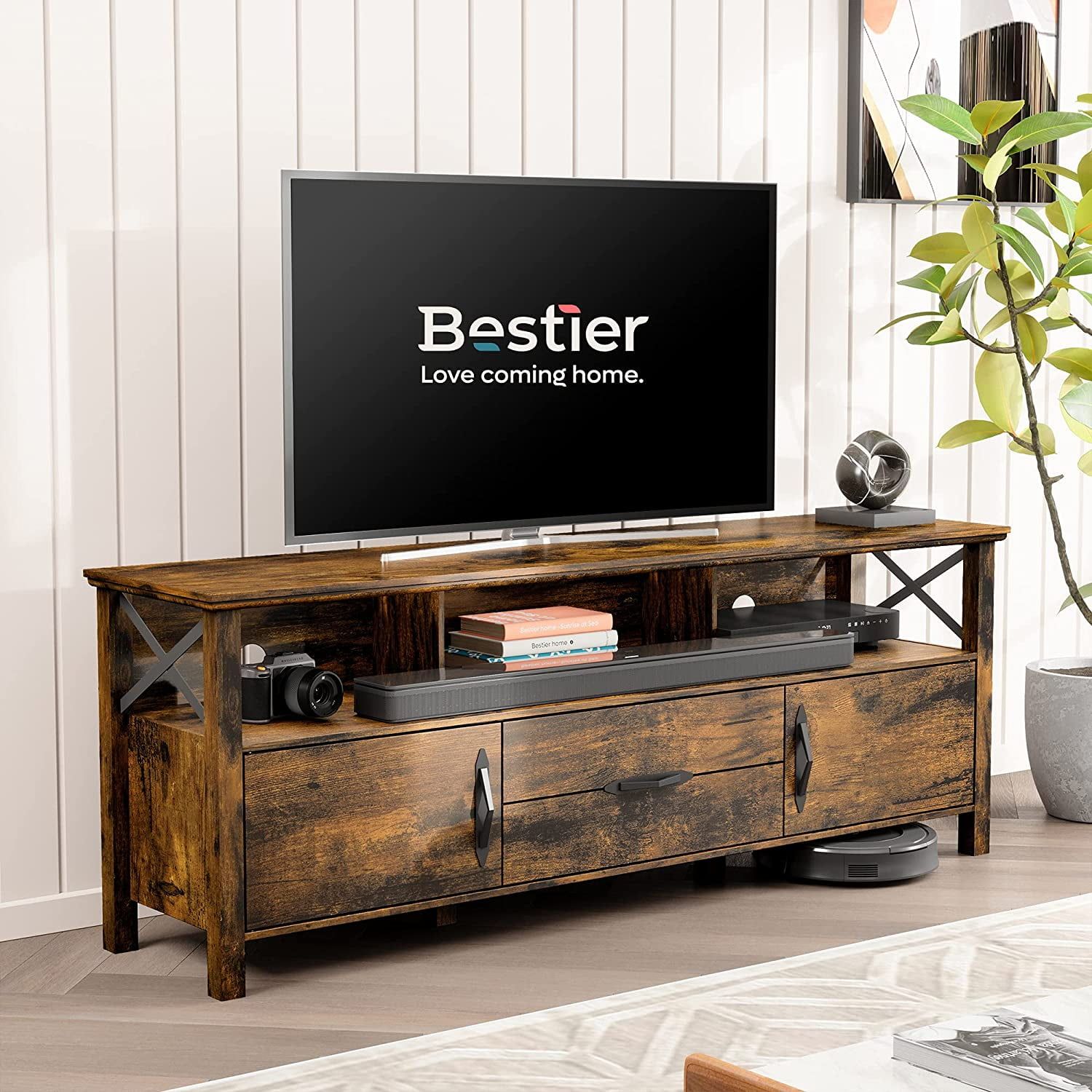 Bestier Tv Stand For Tv Up To 70 Inch, Tv Cabinet With Wooden Drawer With Regard To Dual Use Storage Cabinet Tv Stands (Gallery 3 of 20)