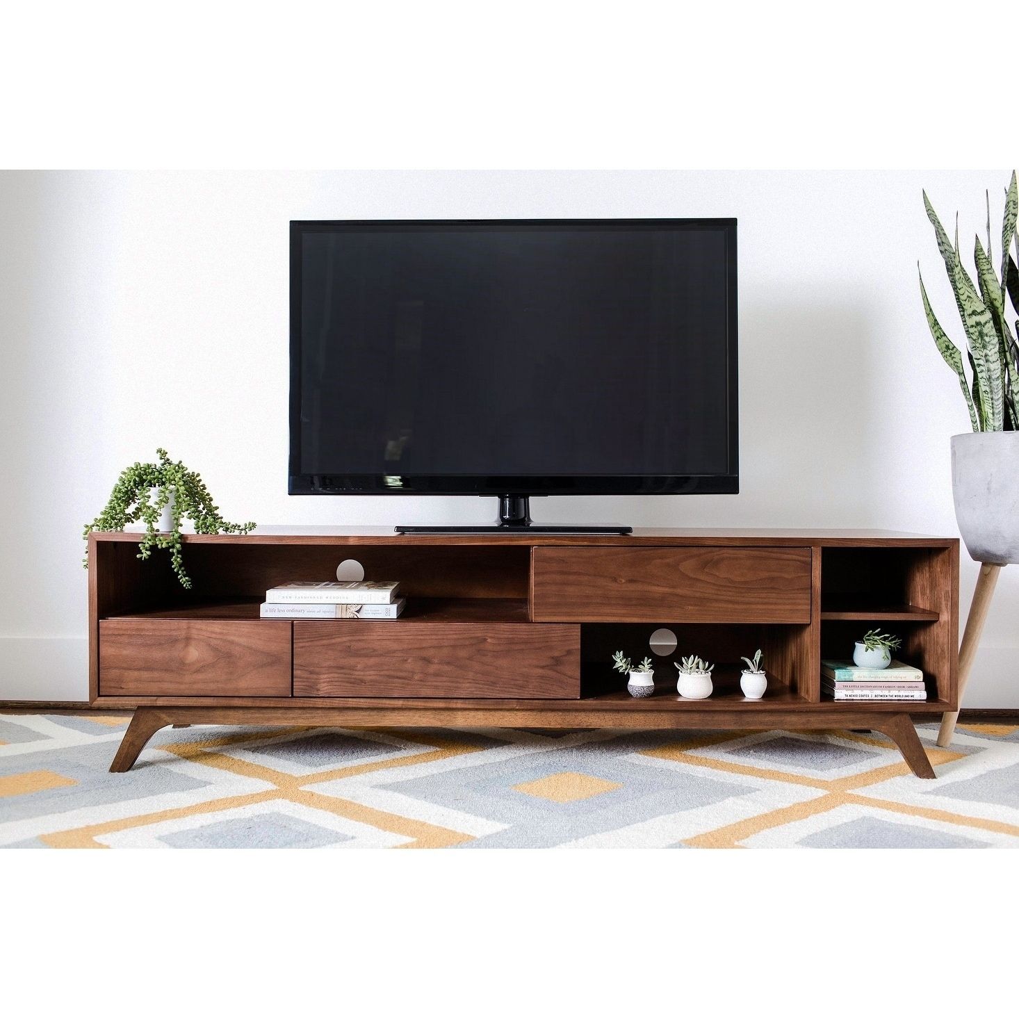 Beverly Mid Century Modern Tv Stand, Cabinet With Storage, Walnut, Bro With Regard To Mid Century Entertainment Centers (Gallery 20 of 20)