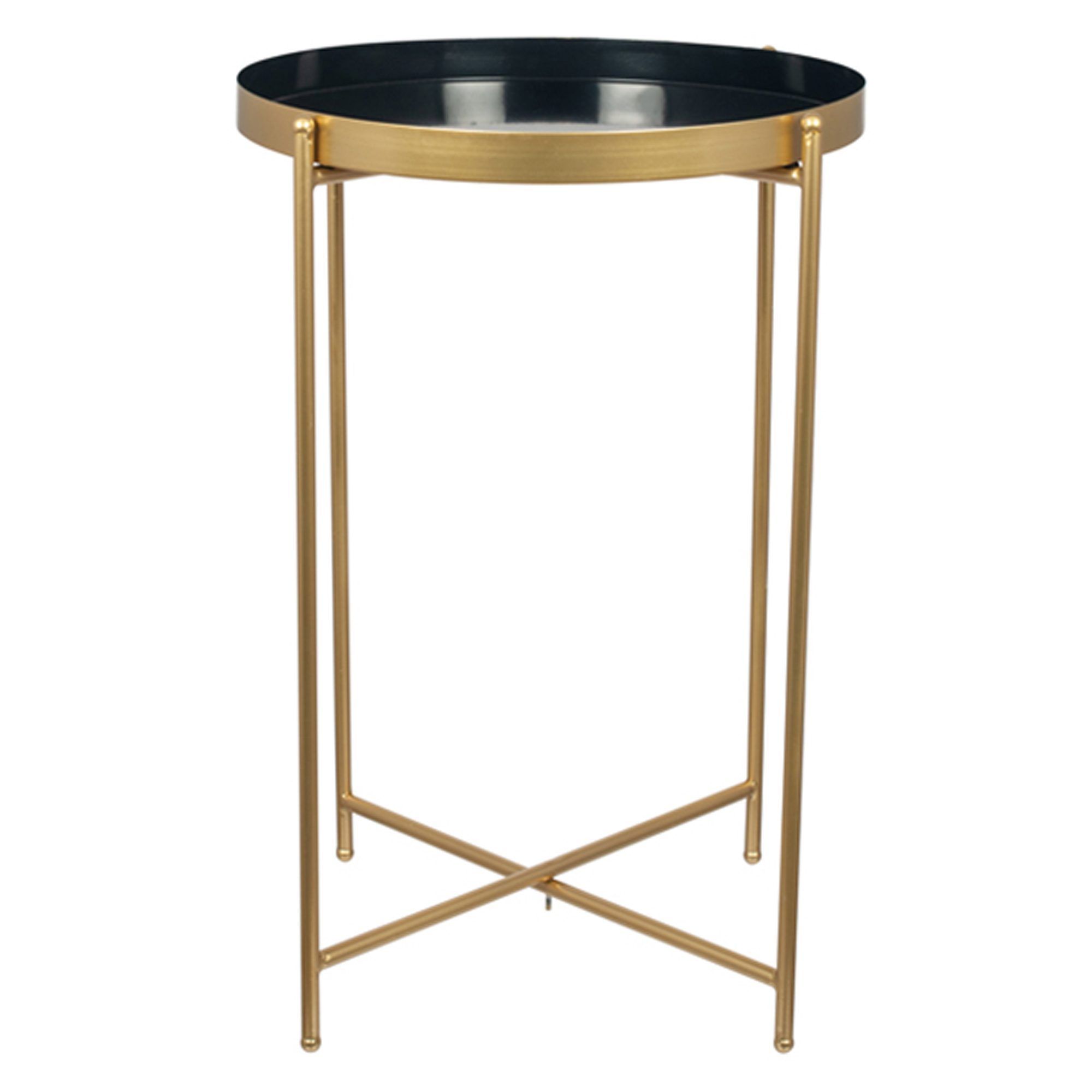 Black & Gold Metal Round Side Table | Black Side Table, Round Metal Intended For Metal Side Tables For Living Spaces (Gallery 9 of 20)