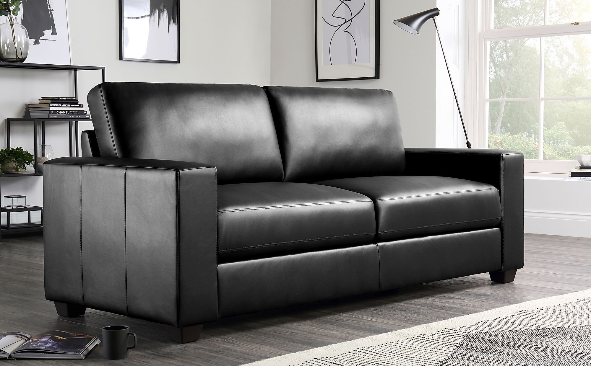 Black Leather 3 Seater – The Arched Arms Look Great On This Sofa Suite (View 7 of 20)
