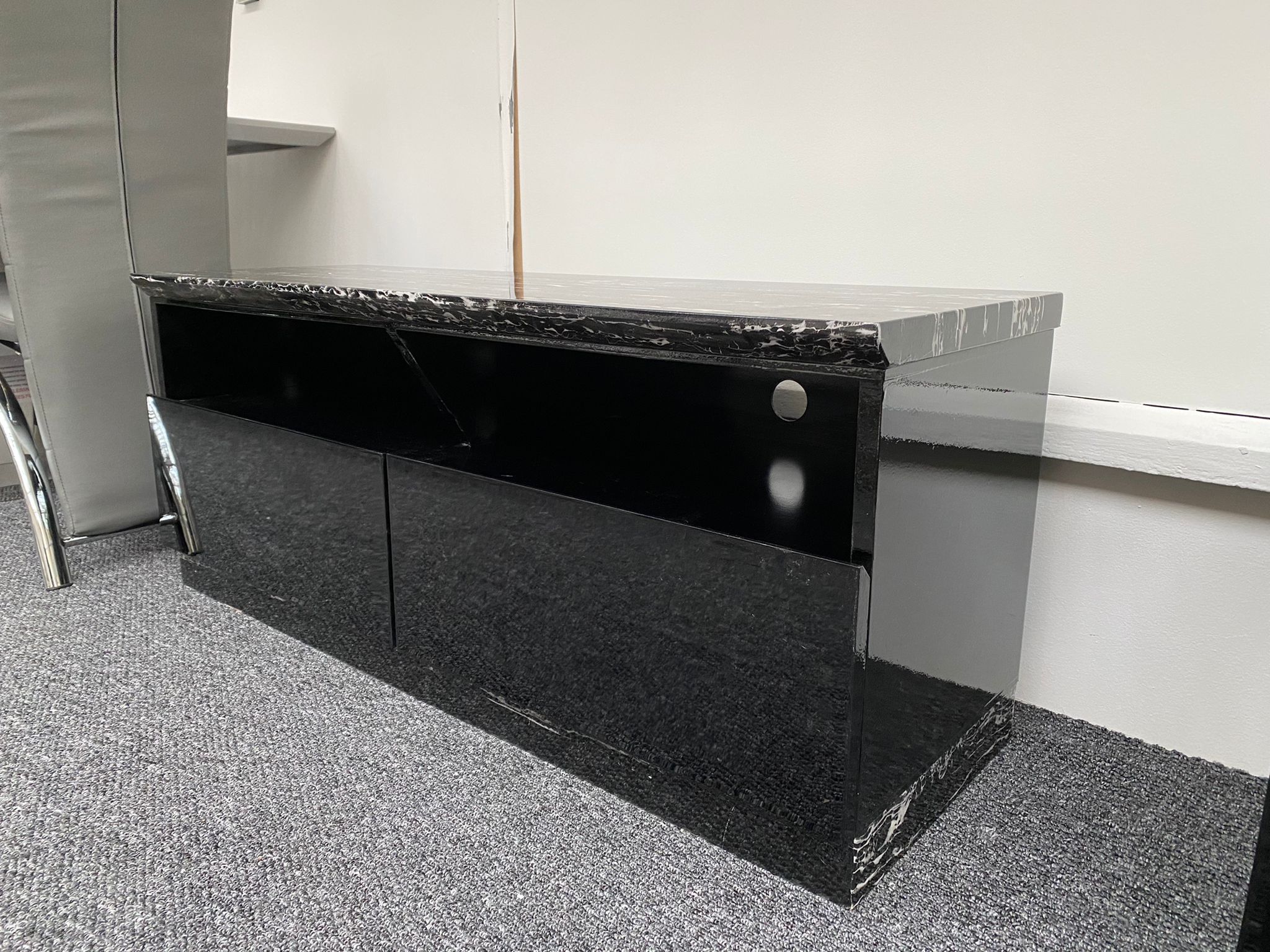 Black Tv Unit With Black Marble Top – Eco Furniture In Black Marble Tv Stands (Gallery 9 of 20)