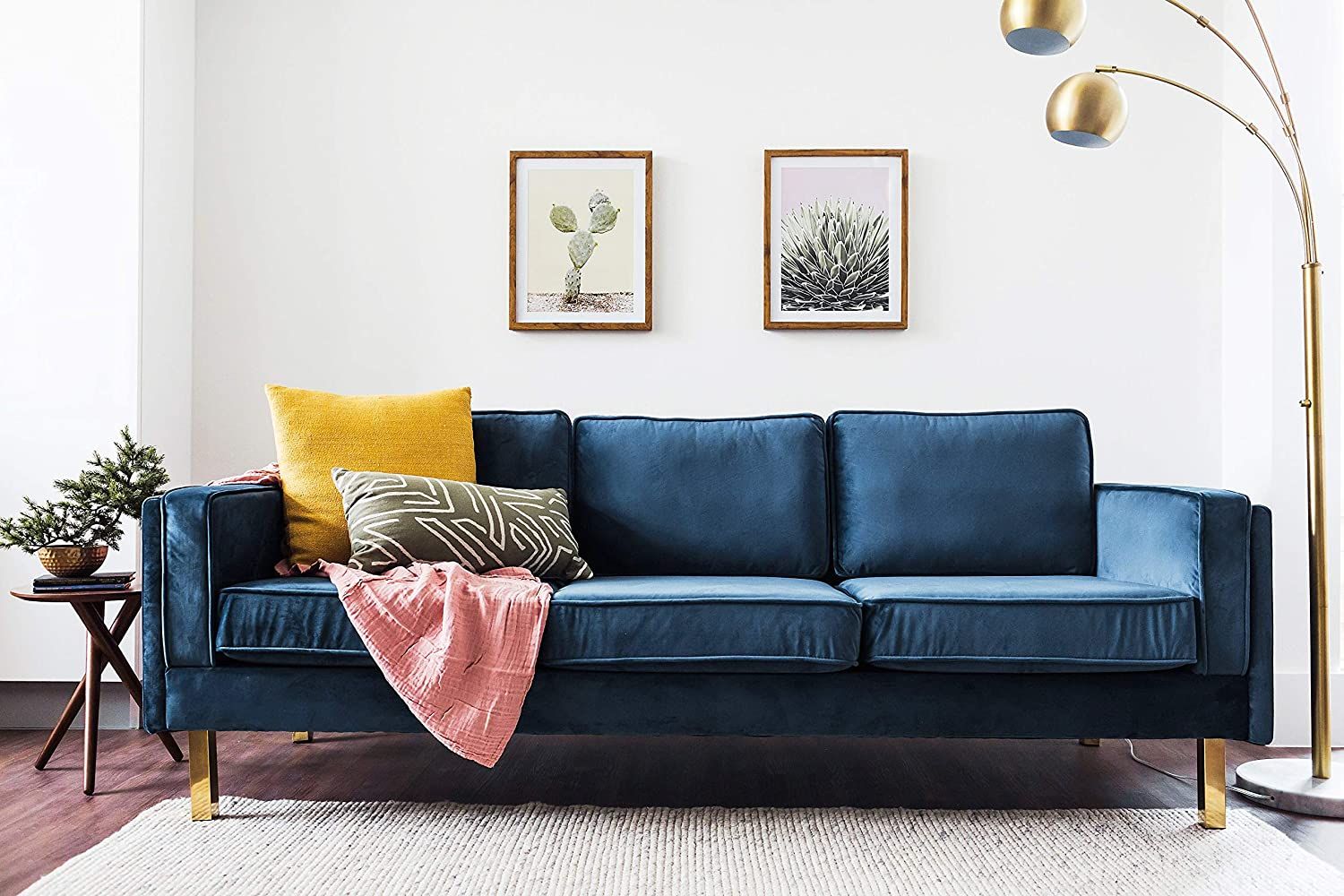 Blue Velvet Sofas With Creative Living Room Decor Ideas In Sofas In Blue (View 8 of 20)