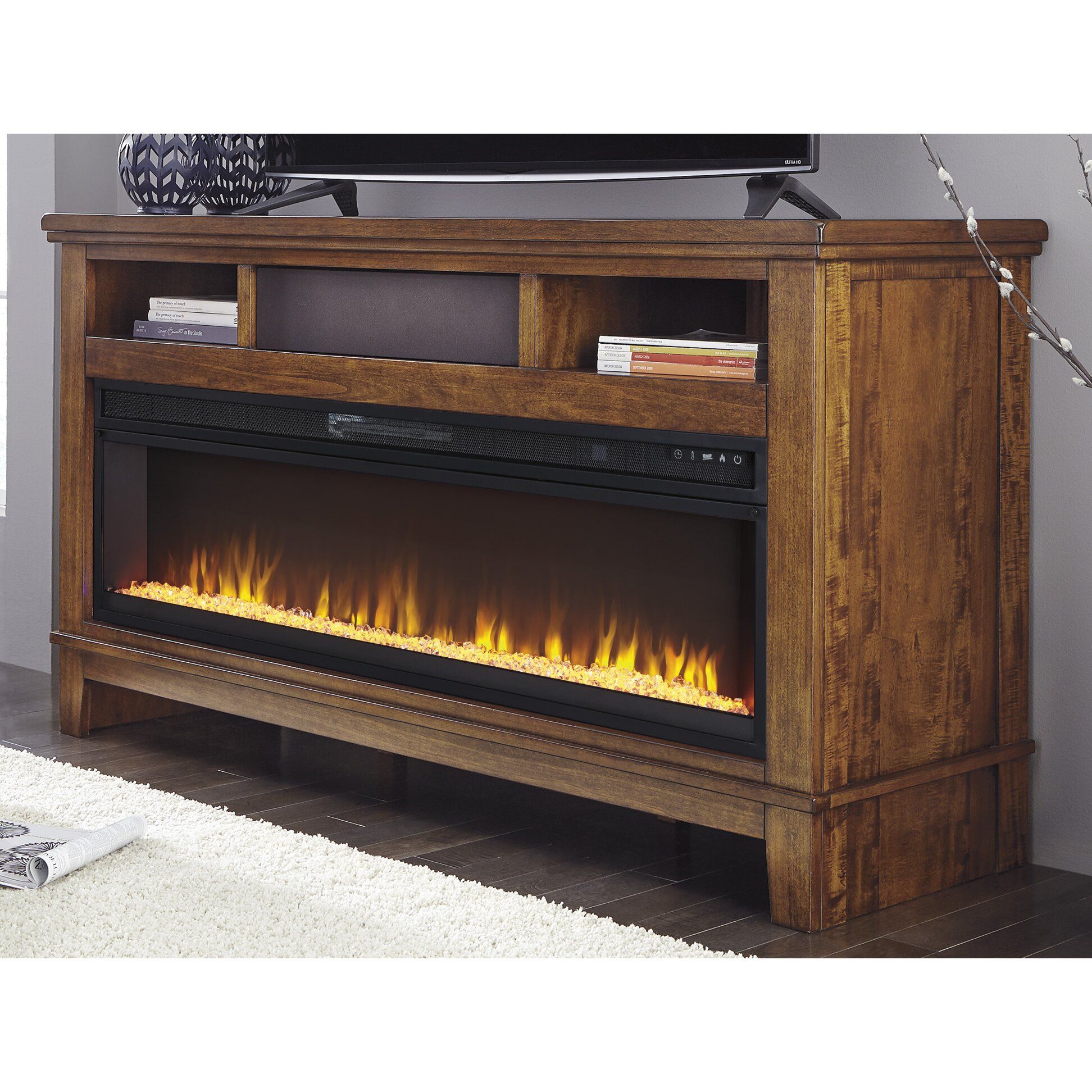 Brayden Studio Hylan Tv Stand With Electric Fireplace & Reviews | Wayfair Intended For Tv Stands With Electric Fireplace (Gallery 18 of 20)