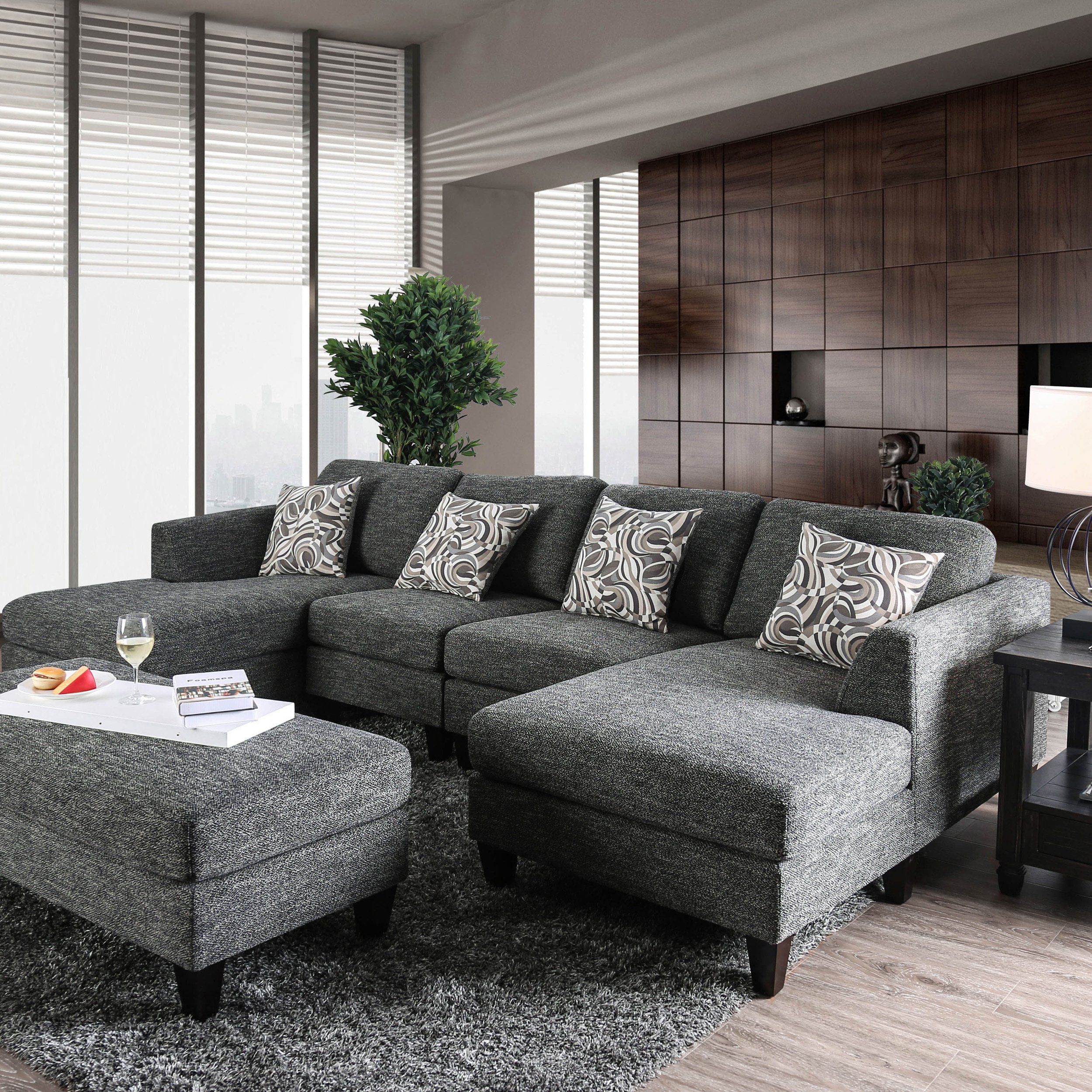 Breckenridge Grey 4 Piece Chenille Modular Sectional Sofafoa (grey With Regard To Chenille Sectional Sofas (View 15 of 20)