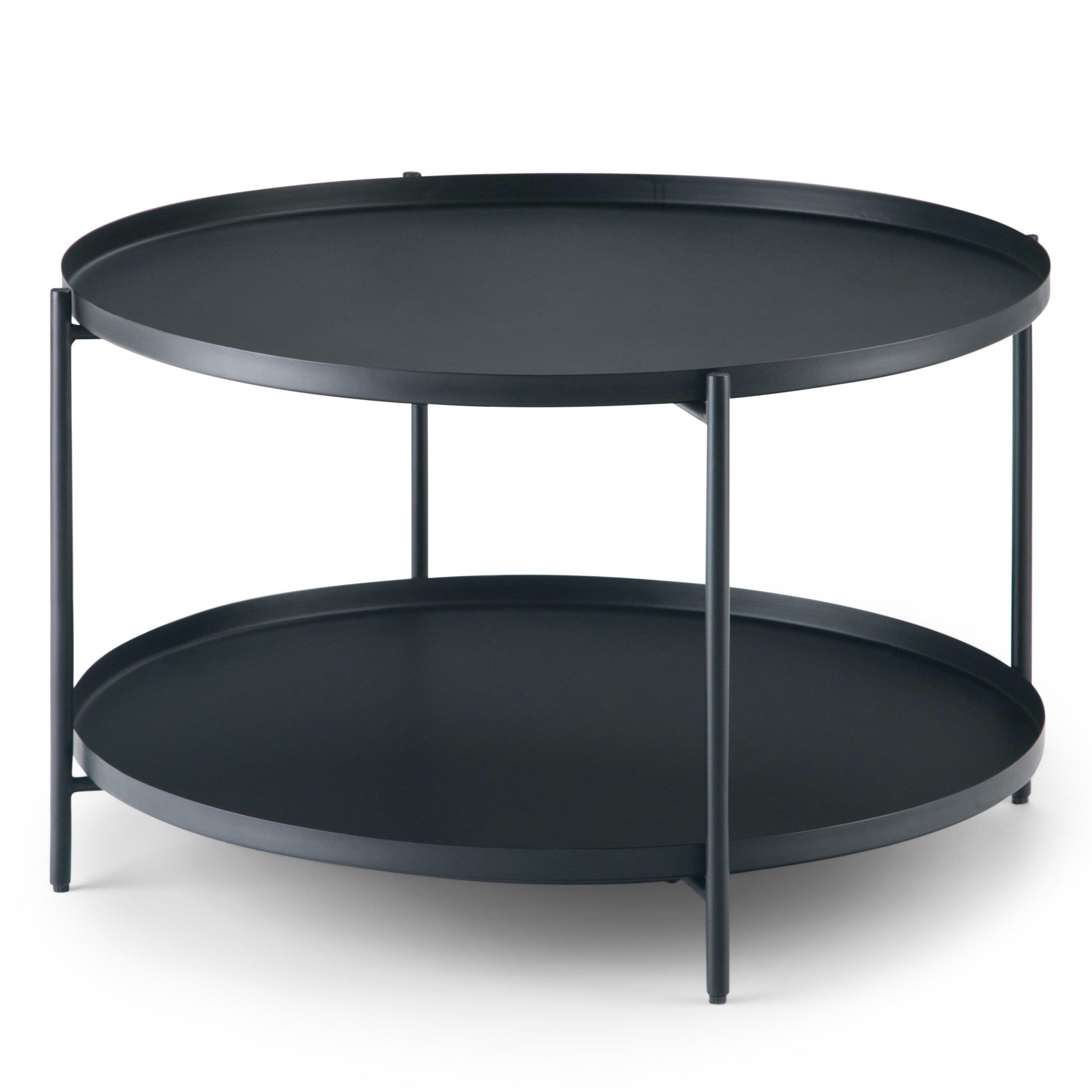 Brooklyn + Max Thompkins And Metal 32 Inch Wide Round Modern Industrial Throughout Studio 350 Black Metal Coffee Tables (Gallery 8 of 20)