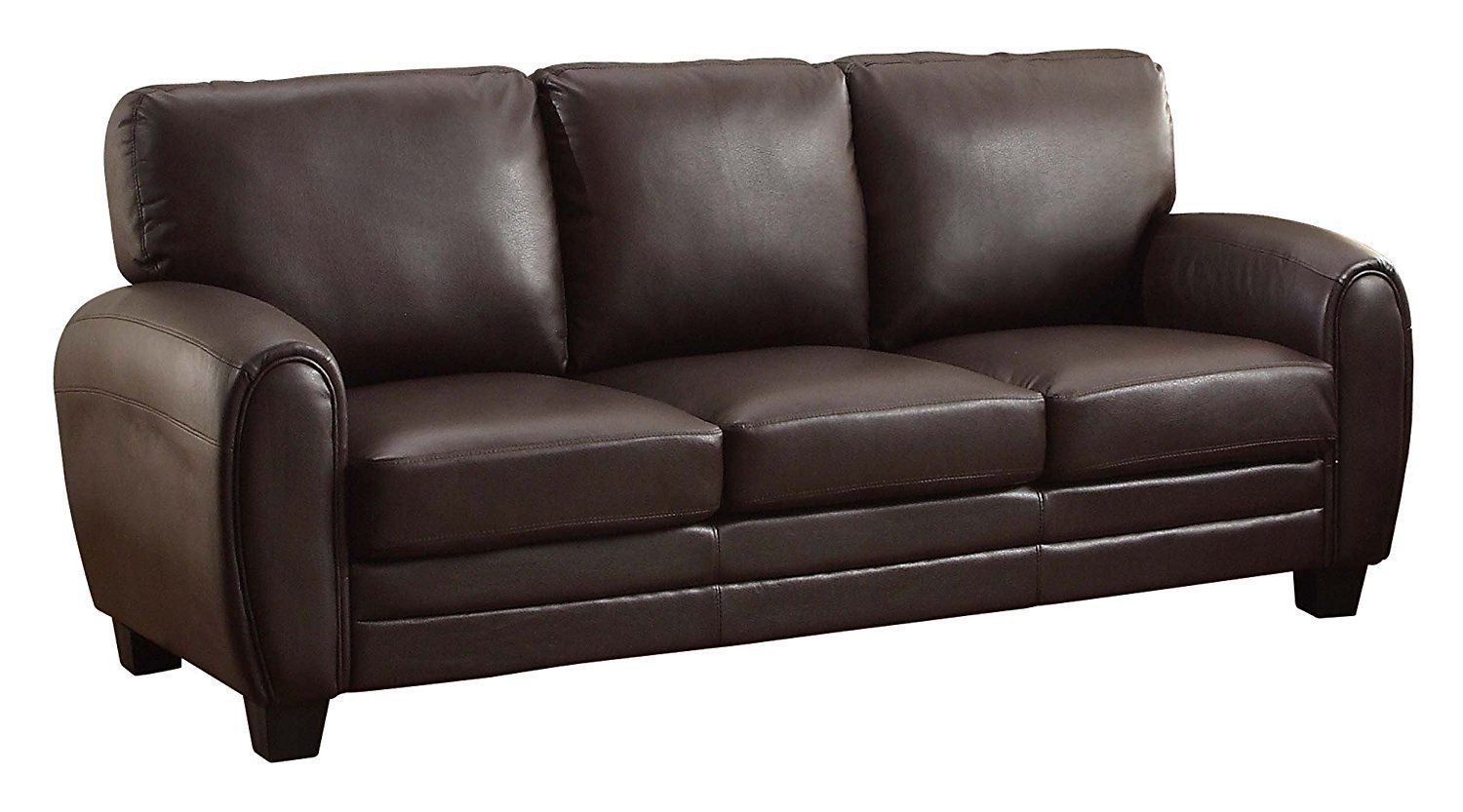 Brown Faux Leather Couch – Home Furniture Design In Faux Leather Sofas In Dark Brown (View 3 of 20)