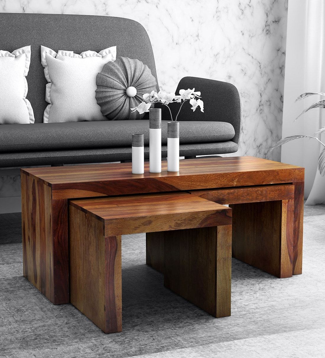 Buy Acropolis Solid Wood Nesting Coffee Table Set In Provincial Teak Inside Nesting Coffee Tables (View 8 of 20)