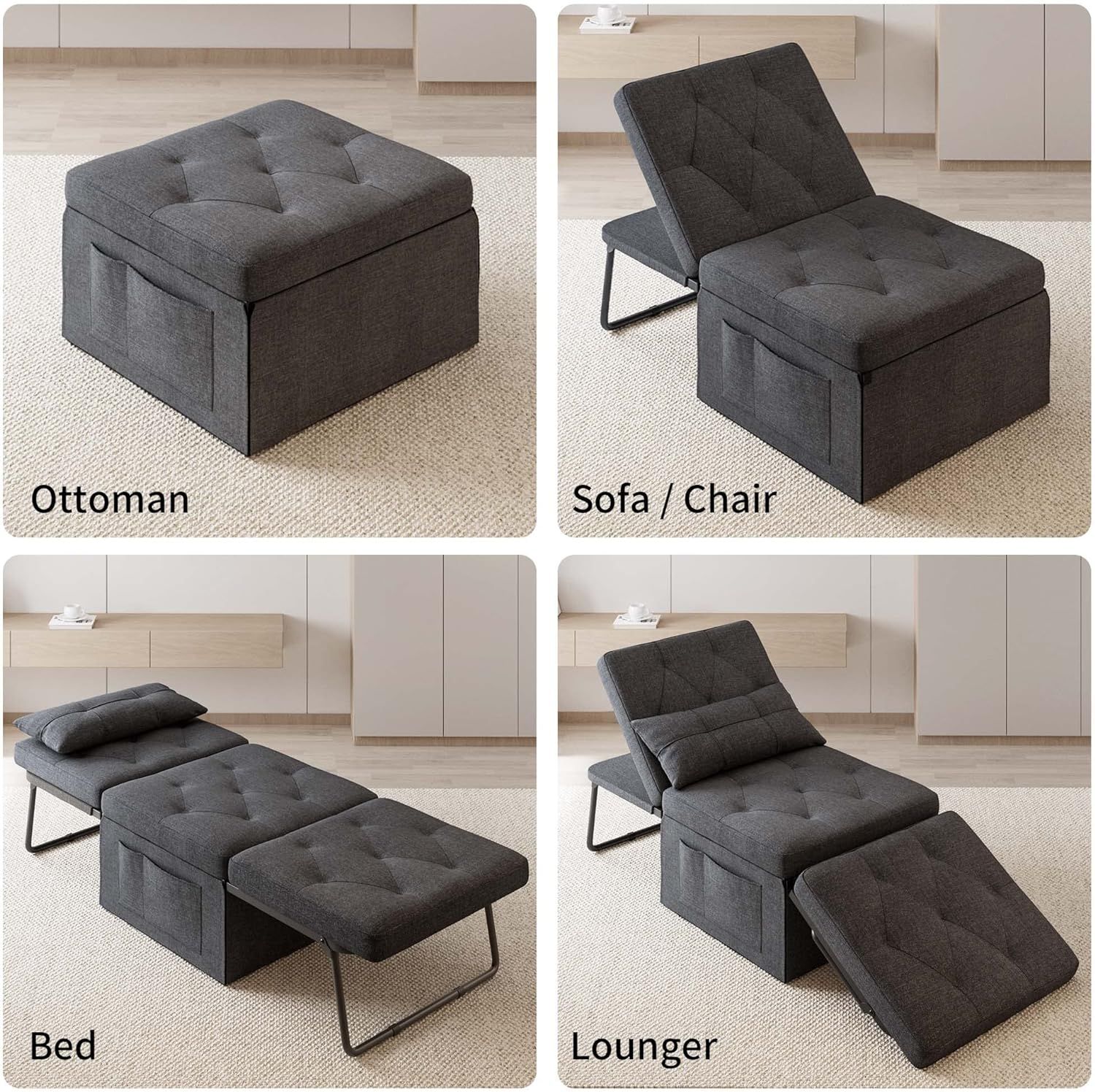 Buy Aiho Sofa Bed, 4 In 1 Sleeper Chair Bed Convertible Chair Guest Bed With 4 In 1 Convertible Sleeper Chair Beds (Gallery 2 of 20)