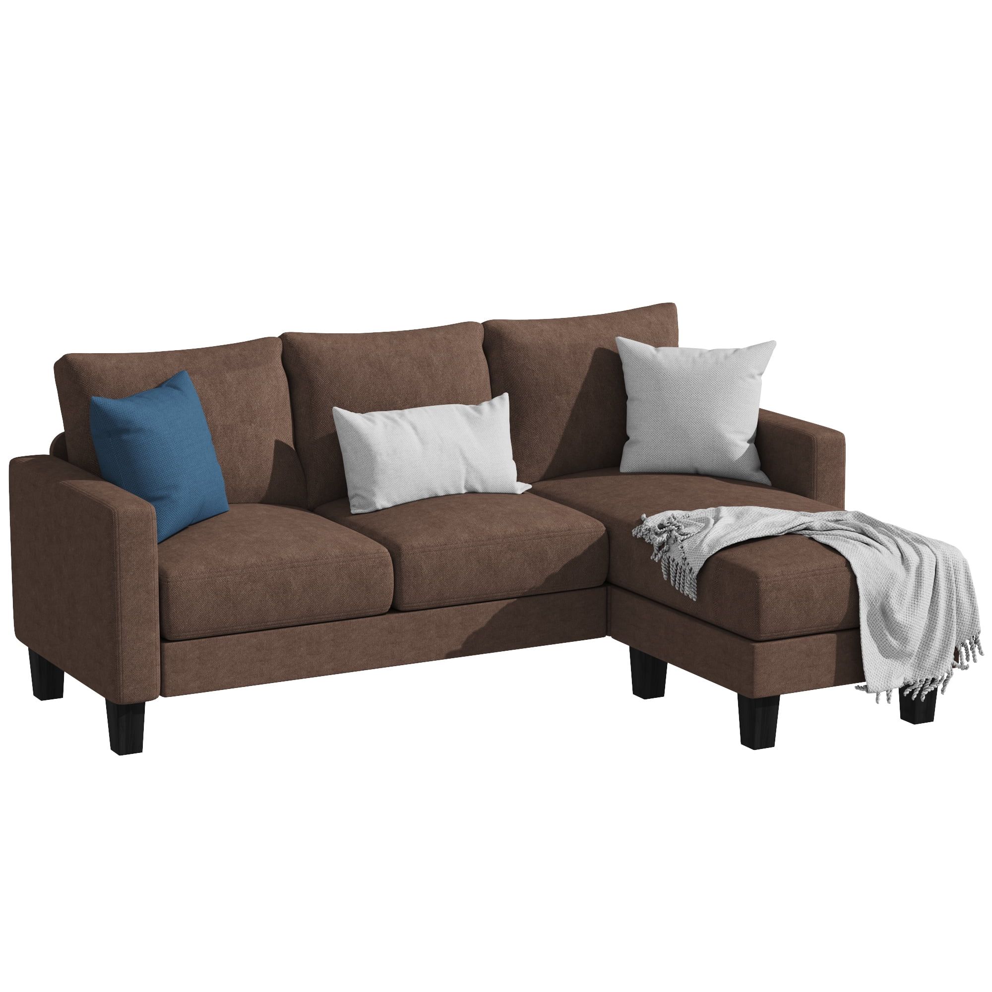 Buy Homall Convertible Sectional Sofa Couch, Modern Linen Fabric L Pertaining To 3 Seat Convertible Sectional Sofas (View 9 of 20)