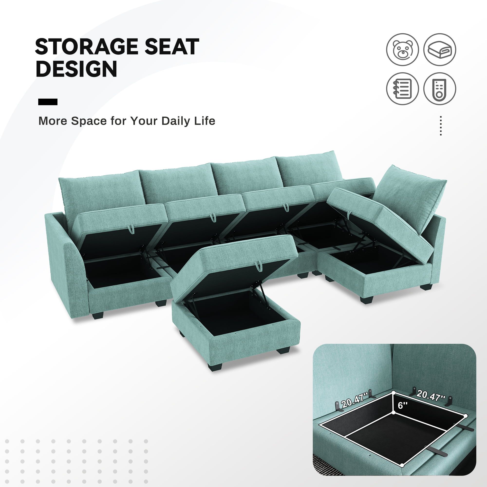 Buy Honbay Modern Reversible Sectional Sofa L Shaped Couch With Storage Intended For L Shape Couches With Reversible Chaises (View 14 of 20)