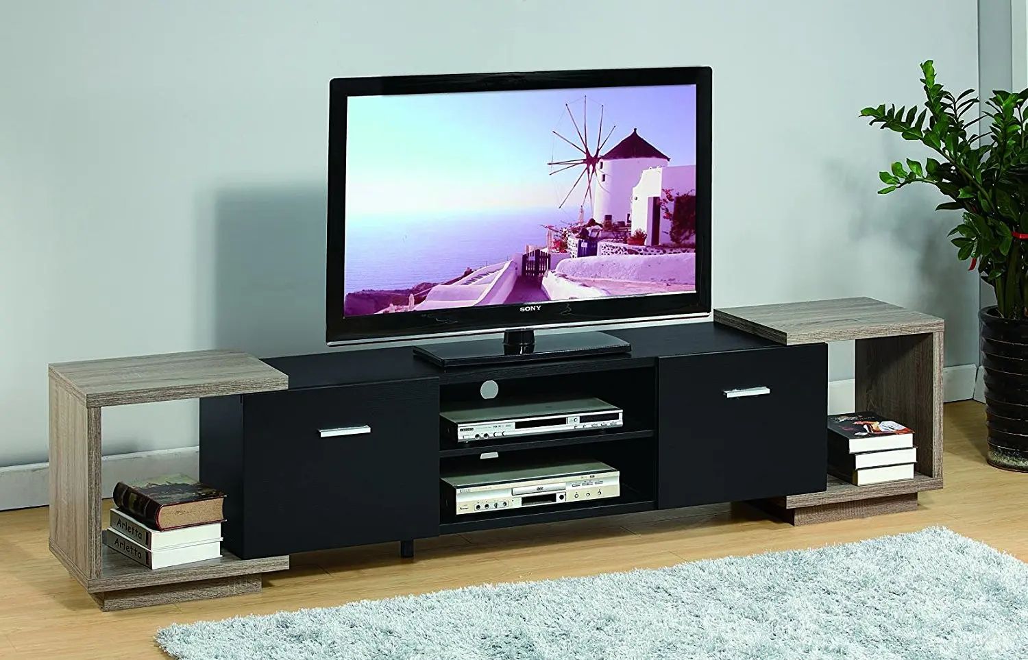 Buy Innovex 60" Black Marble Tv Stand With Mount For Tvs Up To 60" In Intended For Black Marble Tv Stands (View 19 of 20)
