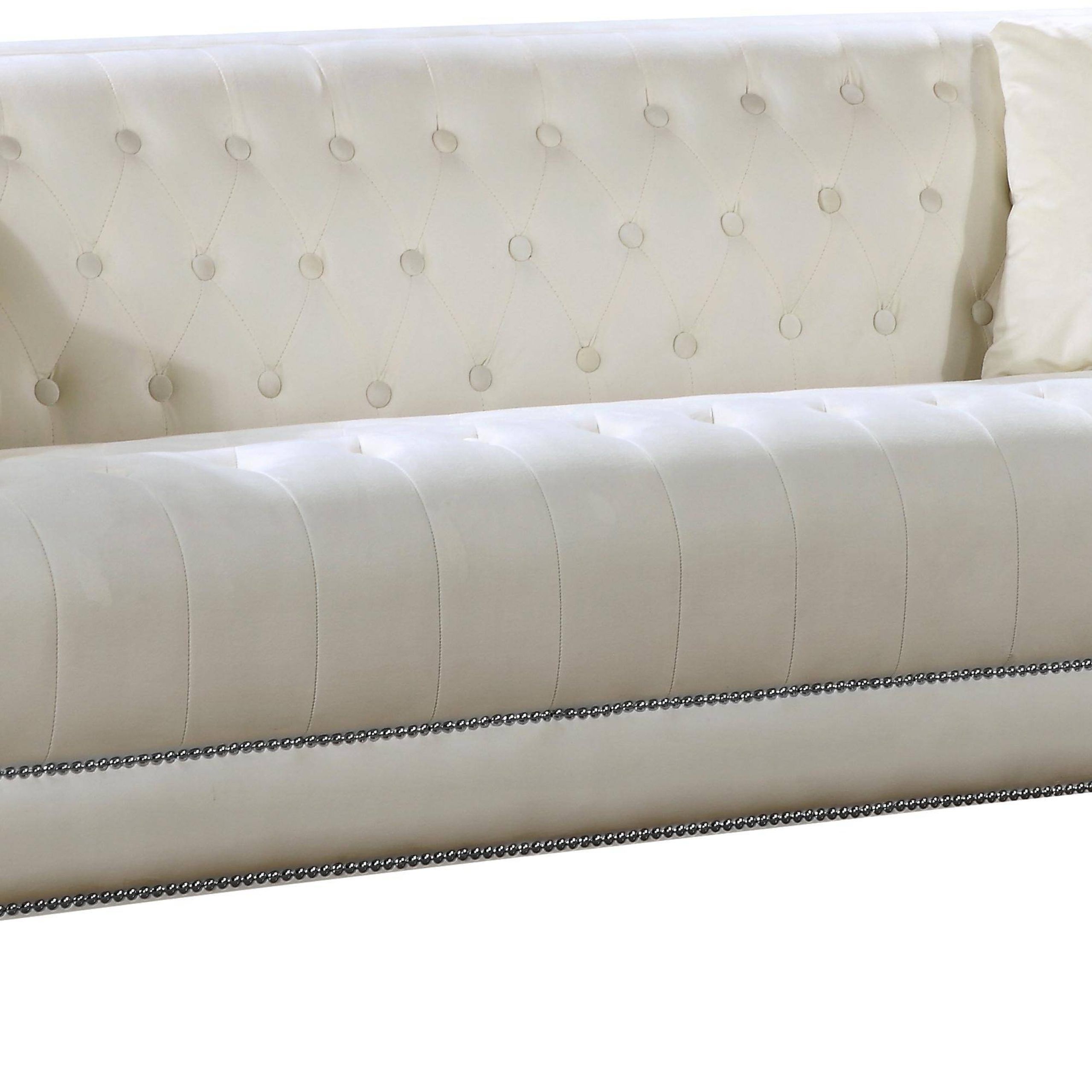 Buy Meridian 609 Lucas Cream Sofa In Cream, Velvet Online With Sofas In Cream (View 9 of 20)