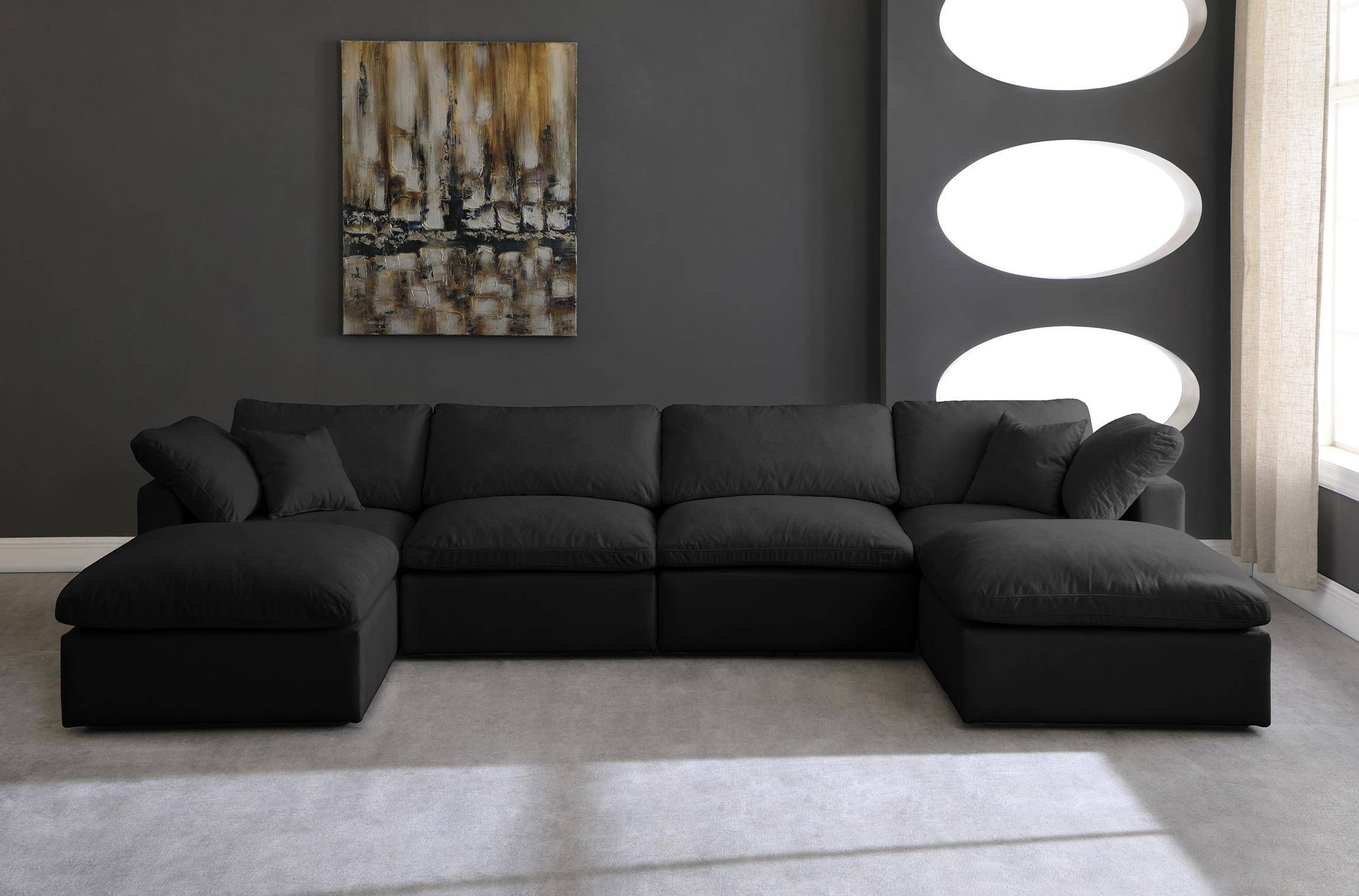 Buy Meridian Cloud Black Modular Sectional Sofa In Black, Fabric Online Regarding Traditional Black Fabric Sofas (Gallery 17 of 21)