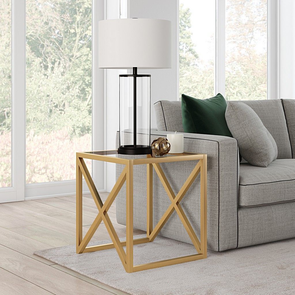 Calix Brass Finish Side Table – Hudson & Canal St0260 | Bronze Side With Regard To Addison&amp;lane Calix Square Tables (Gallery 5 of 20)