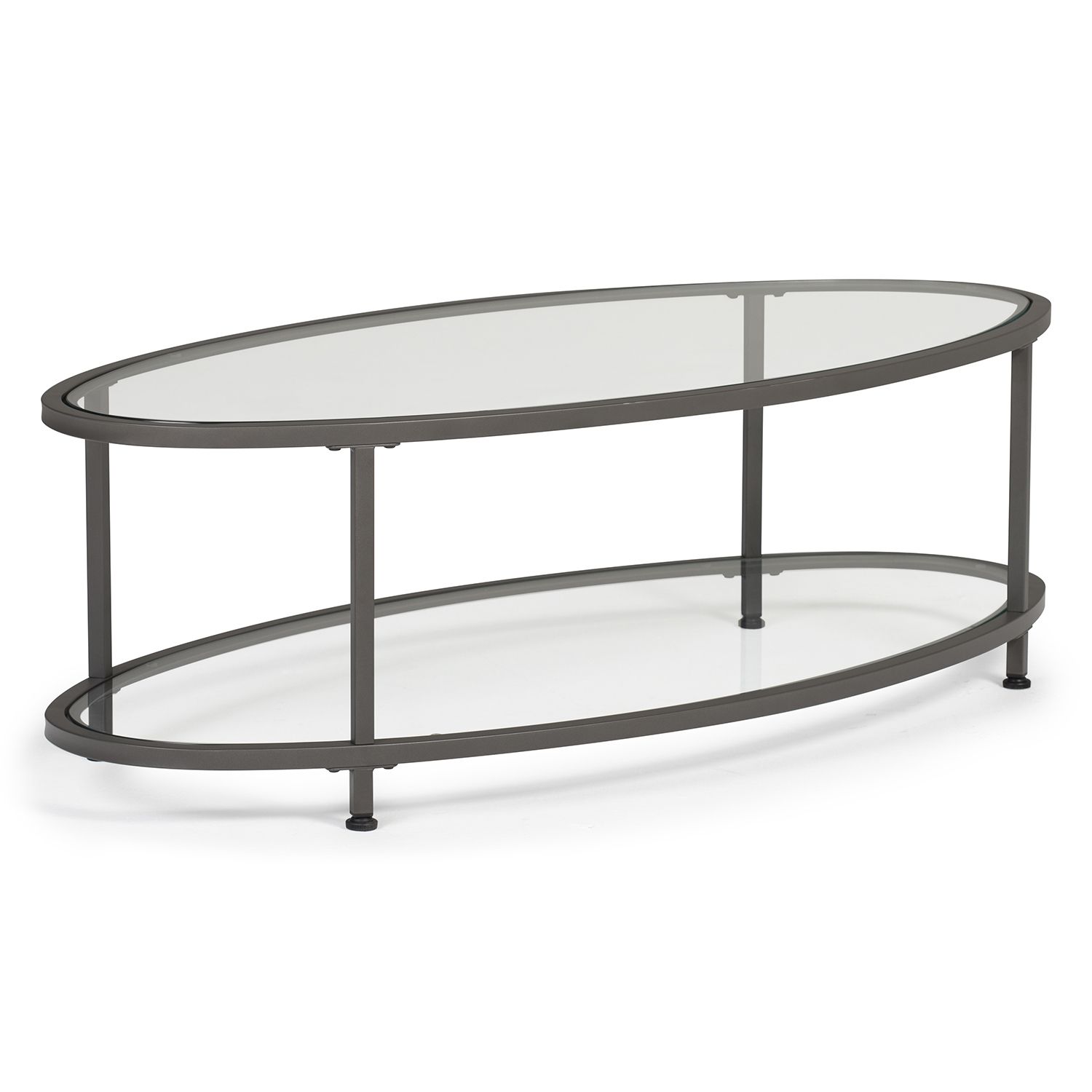 Camber 48? Oval Coffee Table – Pewter / Clear Glass # 71014 – Studio With Oval Glass Coffee Tables (View 14 of 20)