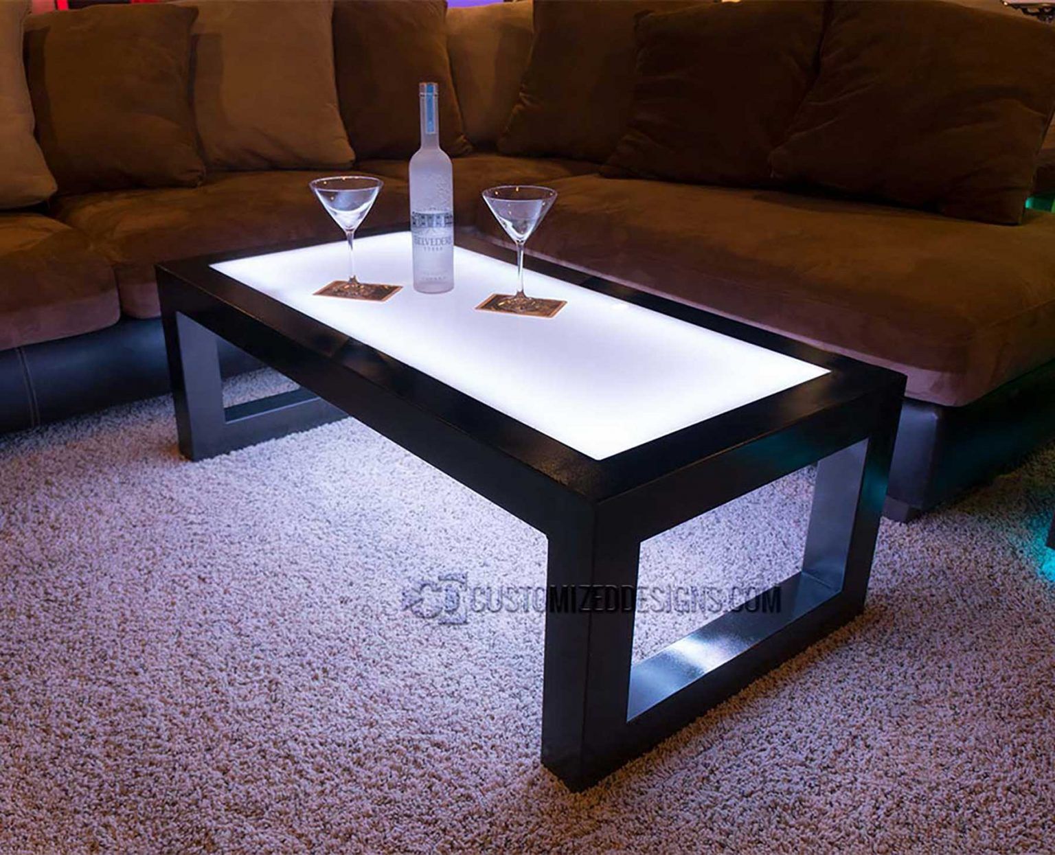 Carbon Series Led Coffee Table – Customizeddesigns Regarding Rectangular Led Coffee Tables (Gallery 20 of 20)