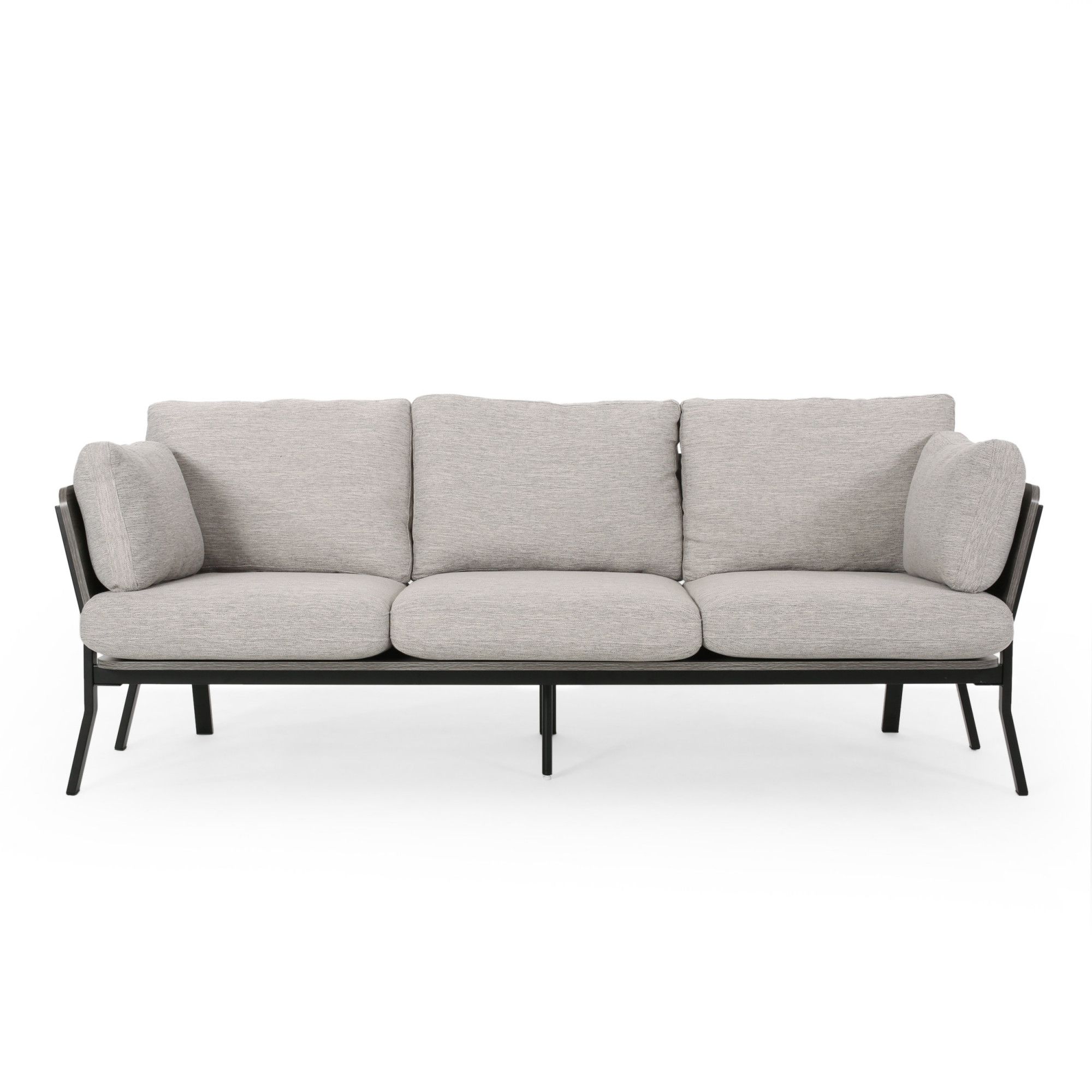 Carvel Midcentury Modern 3 Seater Wood Frame Sofa, Light Gray, Gray Inside Modern 3 Seater Sofas (Gallery 20 of 20)