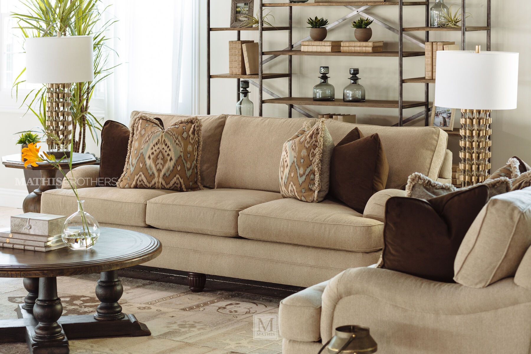 Casual 96.5" Textured Sofa In Beige | Mathis Brothers Furniture Within Sofas In Beige (Gallery 5 of 20)