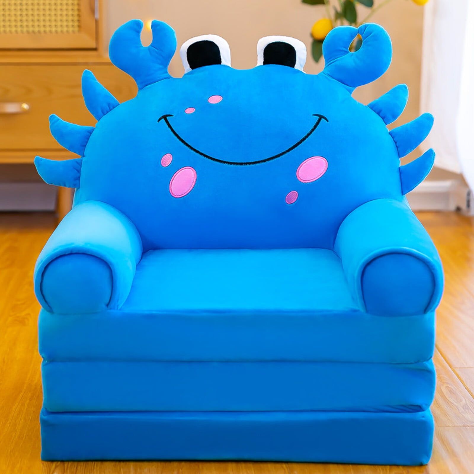Cey Plush Foldable Kids Sofa Backrest Armchair 2 In 1 Foldable Children For 2 In 1 Foldable Children&#039;s Sofa Beds (View 11 of 20)