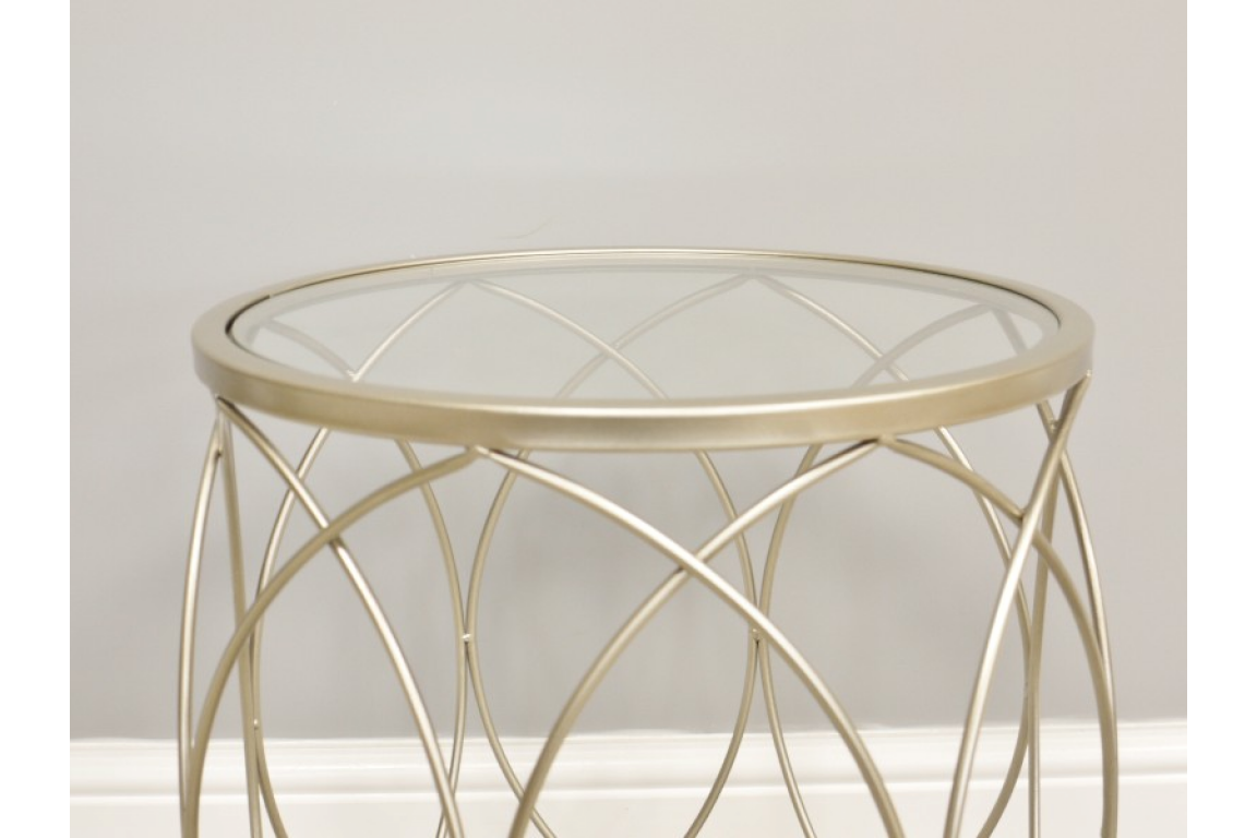 Champagne Gold Side Table – The Loft Throughout Transparent Side Tables For Living Rooms (Gallery 7 of 20)
