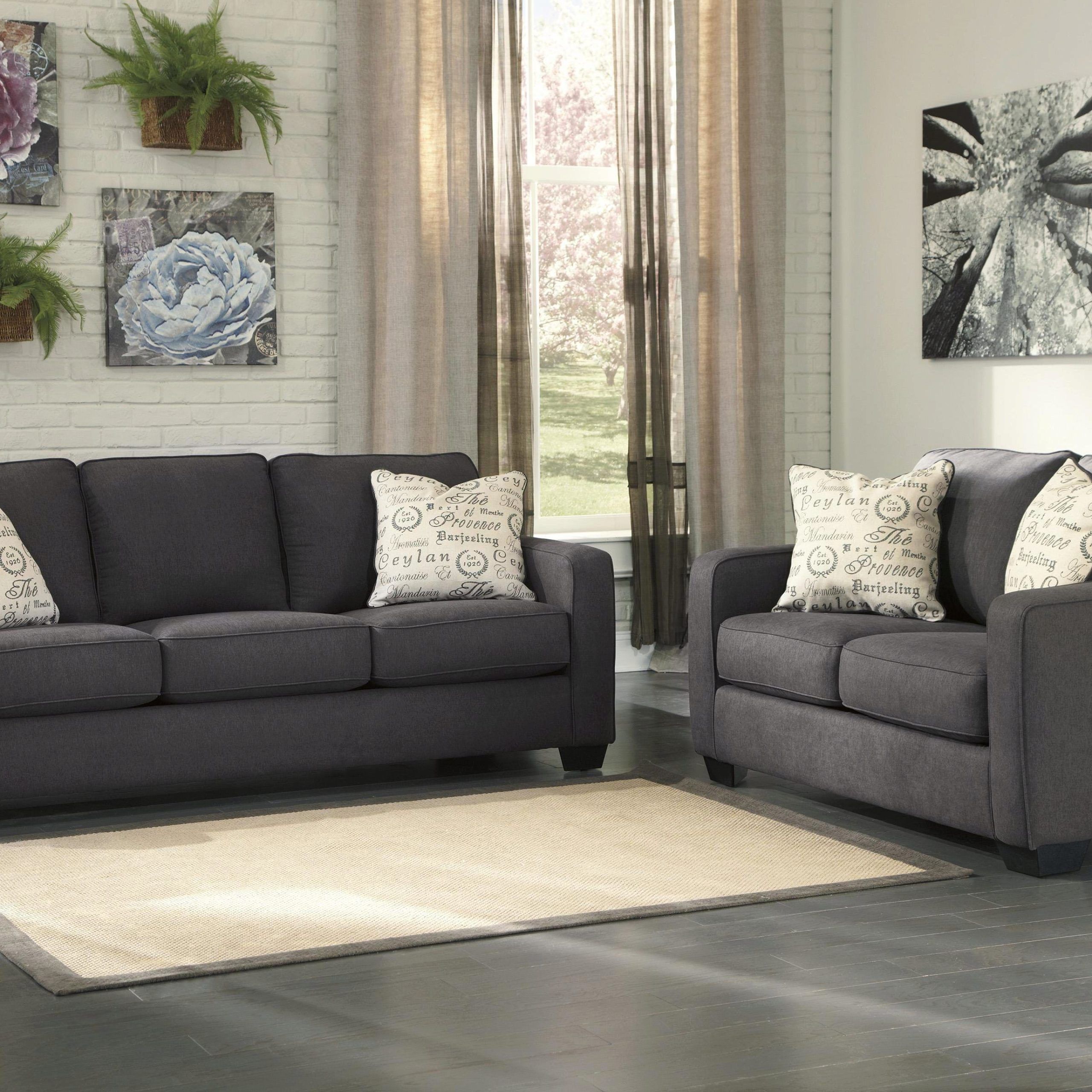 Charcoal Linen Fabric Upholstery Sofa & Loveseat Set 2pcs Casual Ashley Inside Light Charcoal Linen Sofas (Gallery 9 of 20)