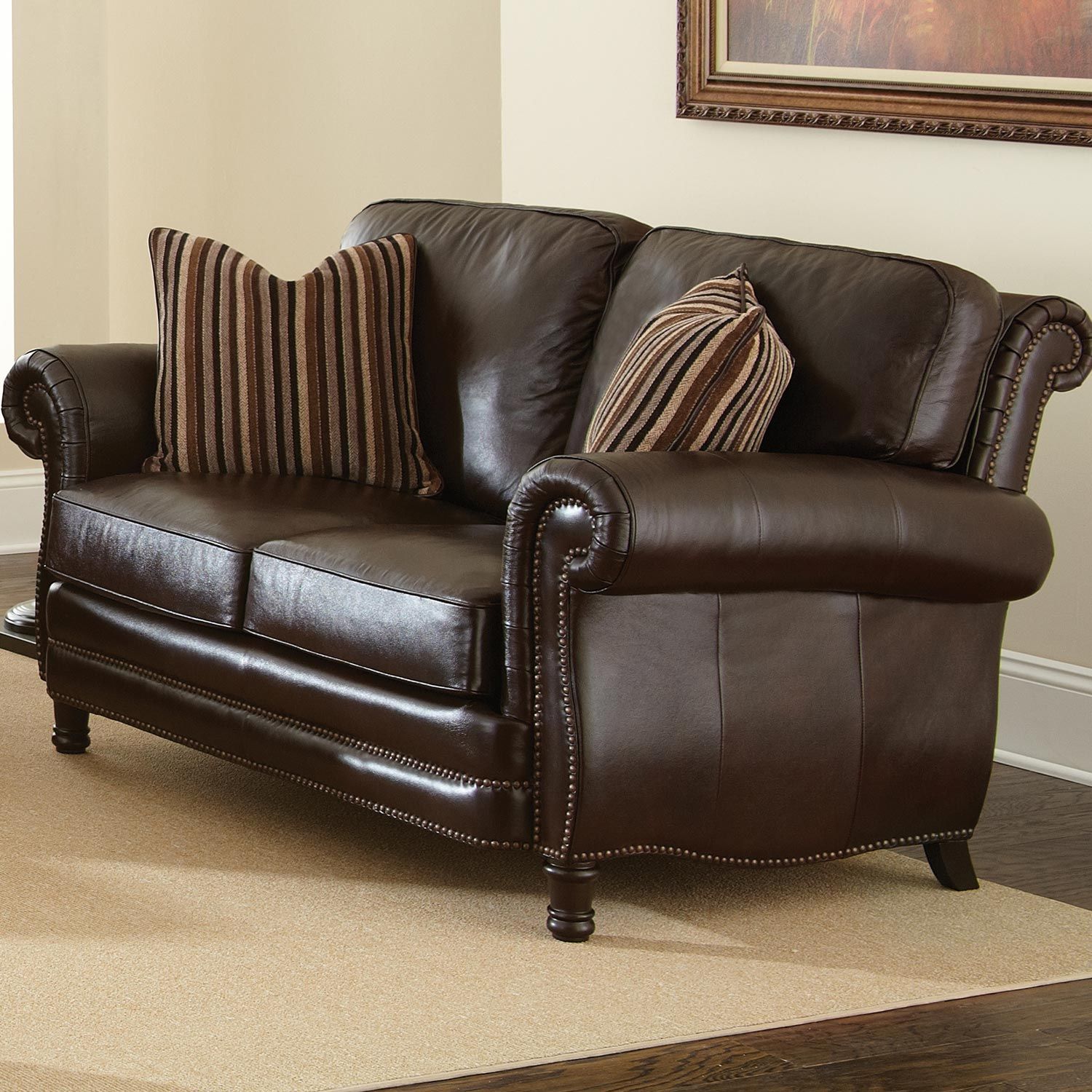 Chateau 3 Piece Leather Sofa Set – Antique Chocolate Brown | Dcg Stores With Faux Leather Sofas In Chocolate Brown (View 11 of 20)
