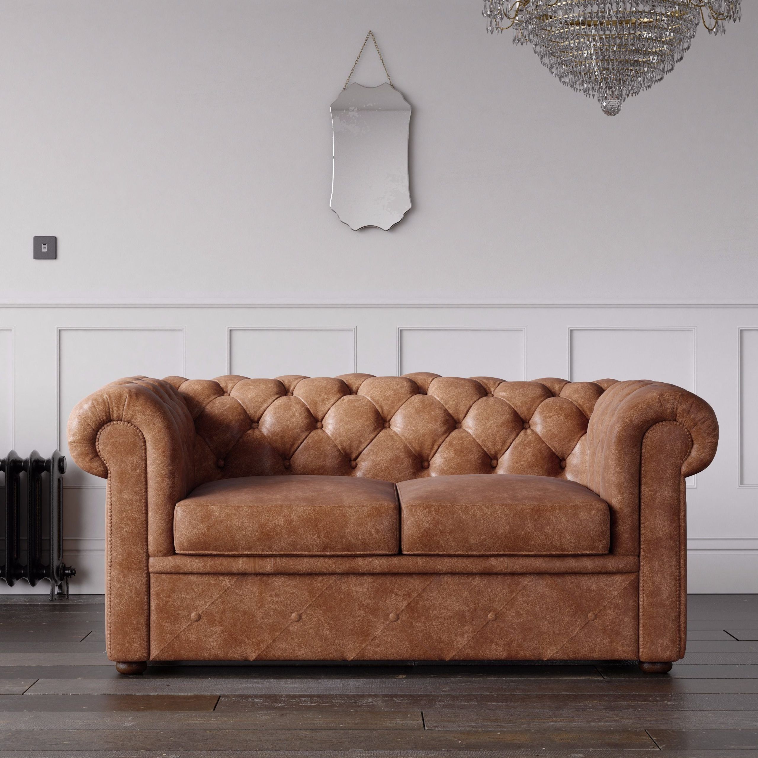 Chesterfield Arizona Pu Leather Look Sofa Tan – Endure Fabrics Inside Chesterfield Sofas (Gallery 14 of 21)