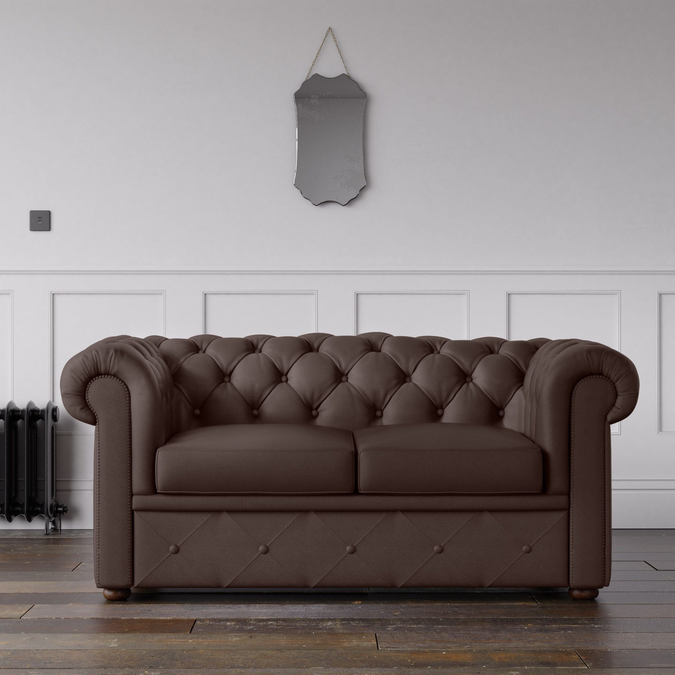 Chesterfield Faux Leather Sofa Chocolate – Endure Fabrics Within Faux Leather Sofas In Chocolate Brown (Gallery 3 of 20)