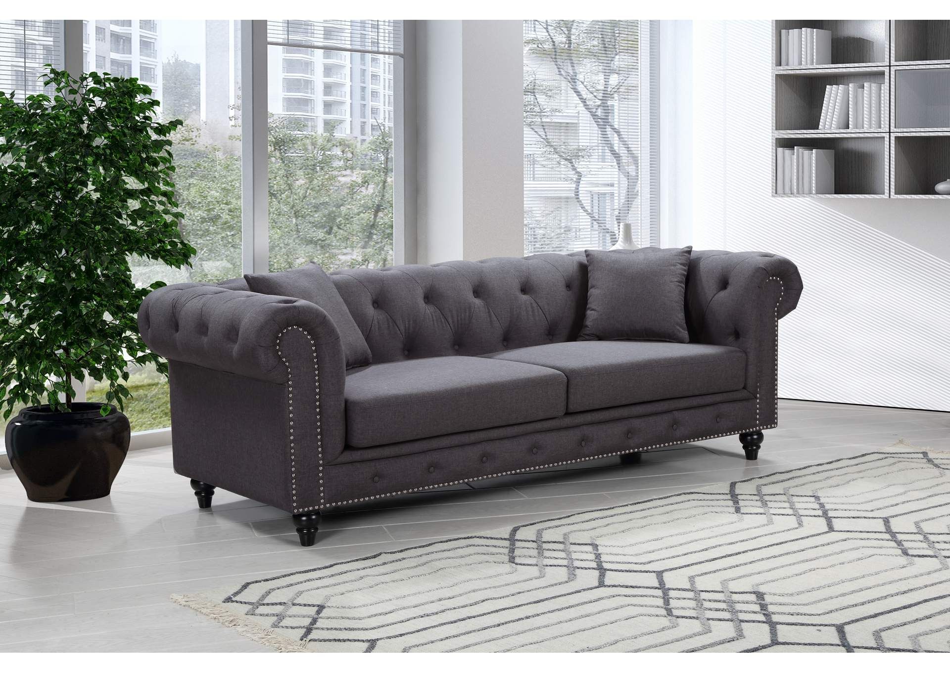 Chesterfield Grey Linen Sofa Best Buy Furniture And Mattress With Regard To Gray Linen Sofas (Gallery 11 of 20)