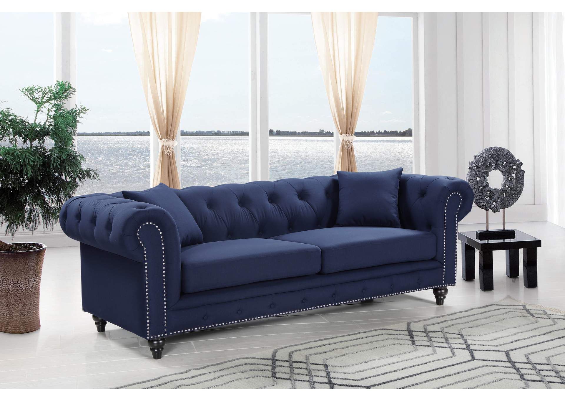 Chesterfield Navy Linen Sofa Best Buy Furniture And Mattress In Navy Linen Coil Sofas (View 5 of 20)