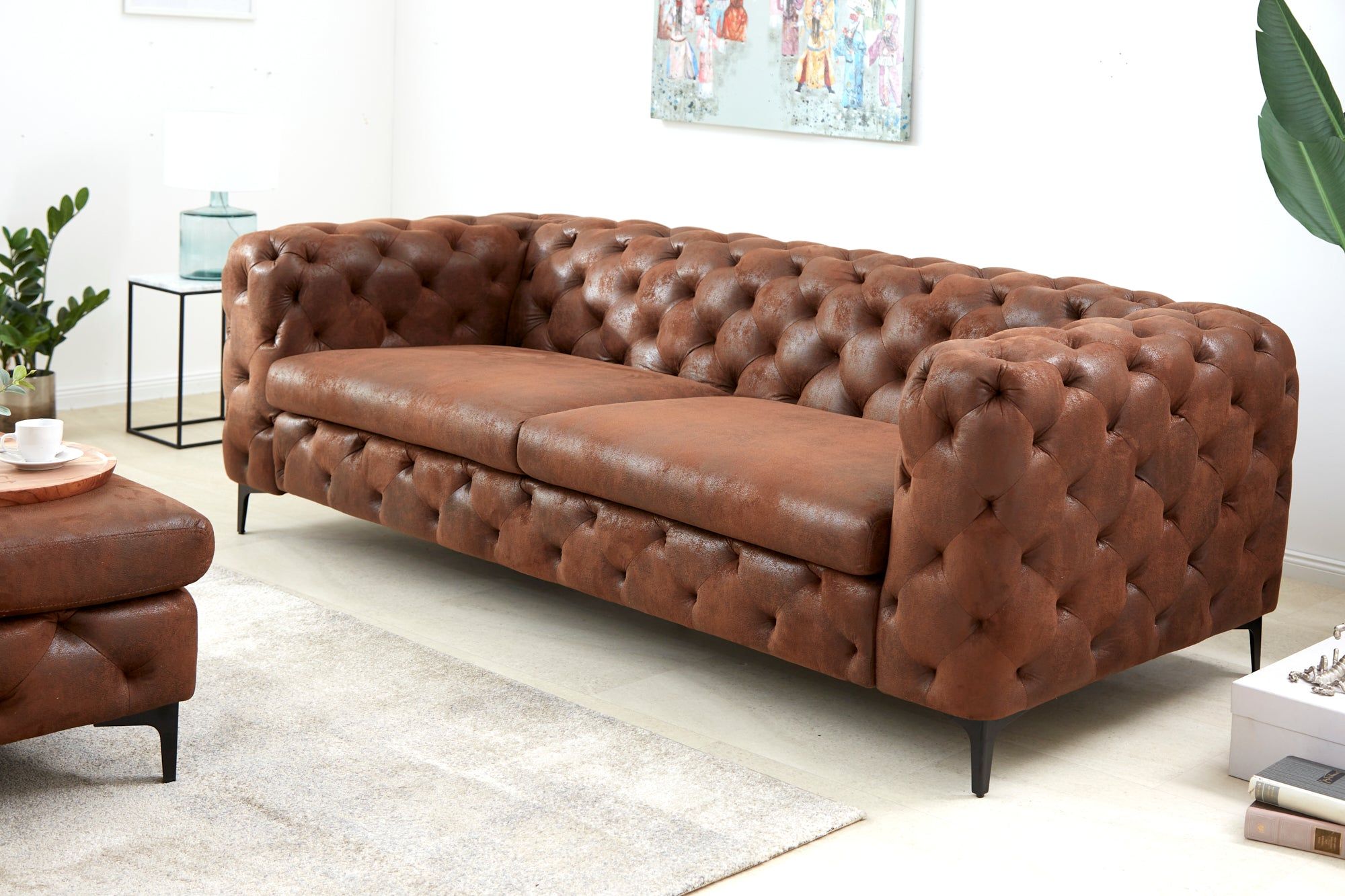 Chesterfield Sofa Modern Baroque Antique Brown 240 Cm – Artico Interiors Within Chesterfield Sofas (View 15 of 21)