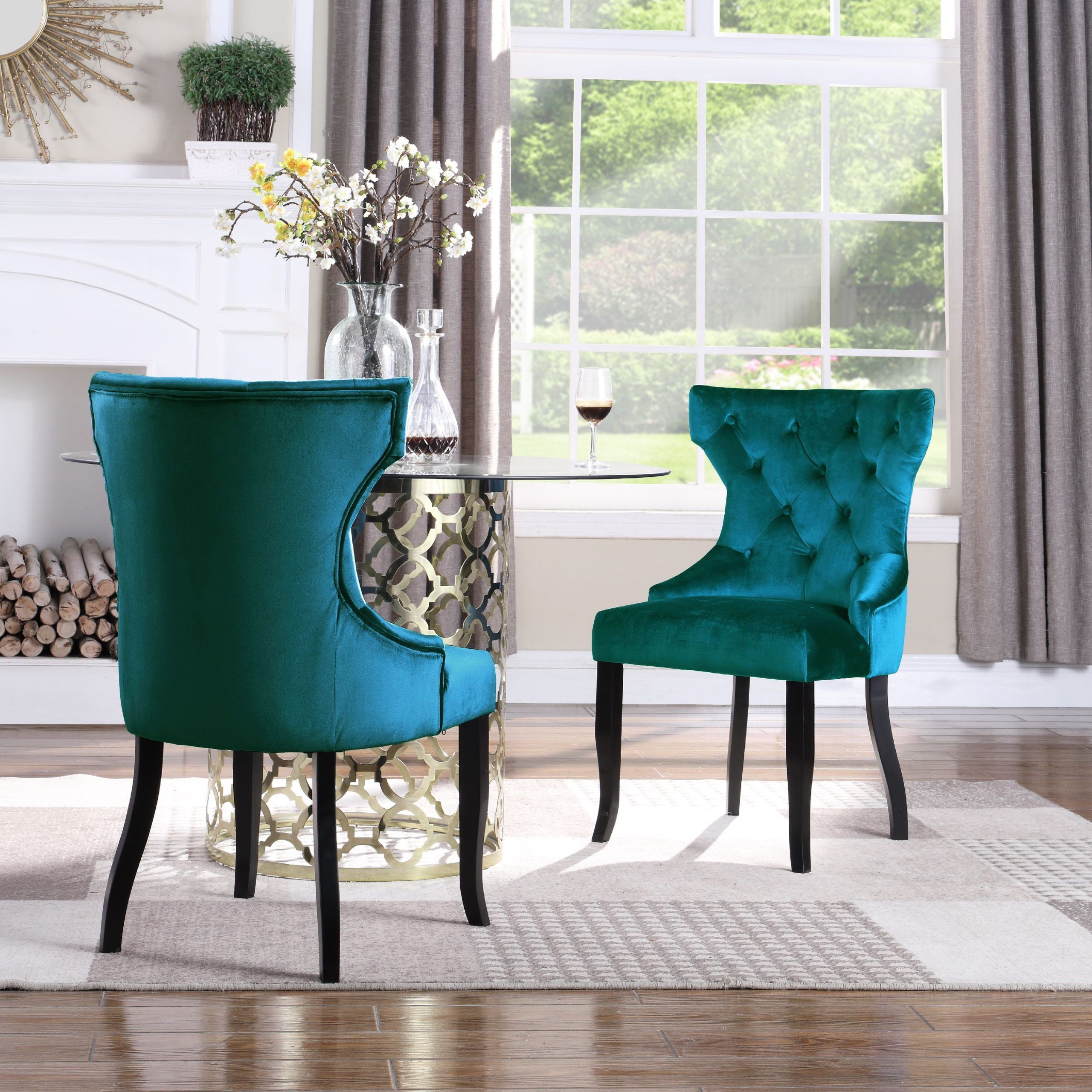 Chic Home Pixie Velvet Upholstered Wingback Dining Chair Set Of 2 For Modern Velvet Upholstered Recliner Chairs (View 20 of 20)