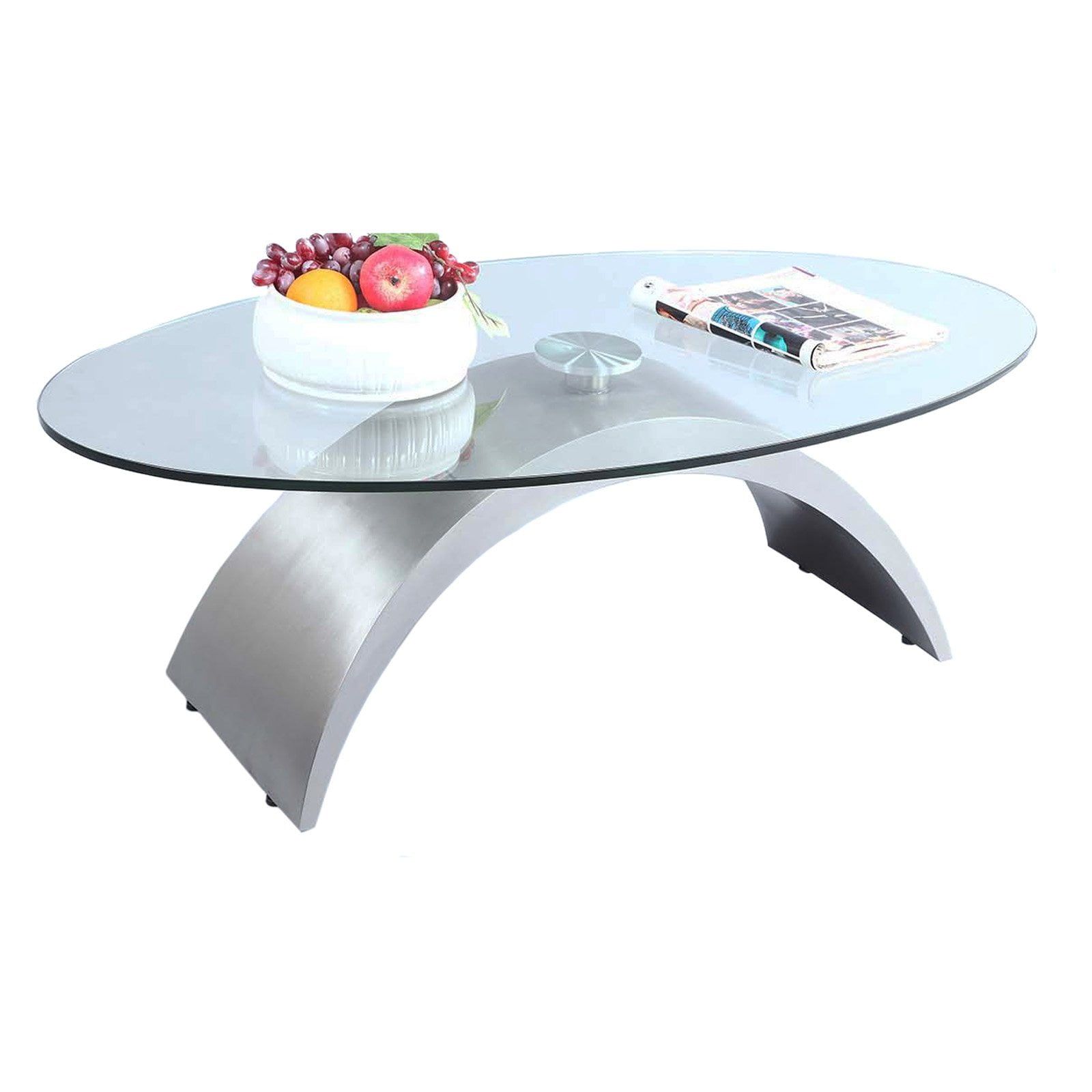 Chintaly Oval Glass Top Coffee Table – Walmart With Regard To Oval Glass Coffee Tables (View 19 of 20)