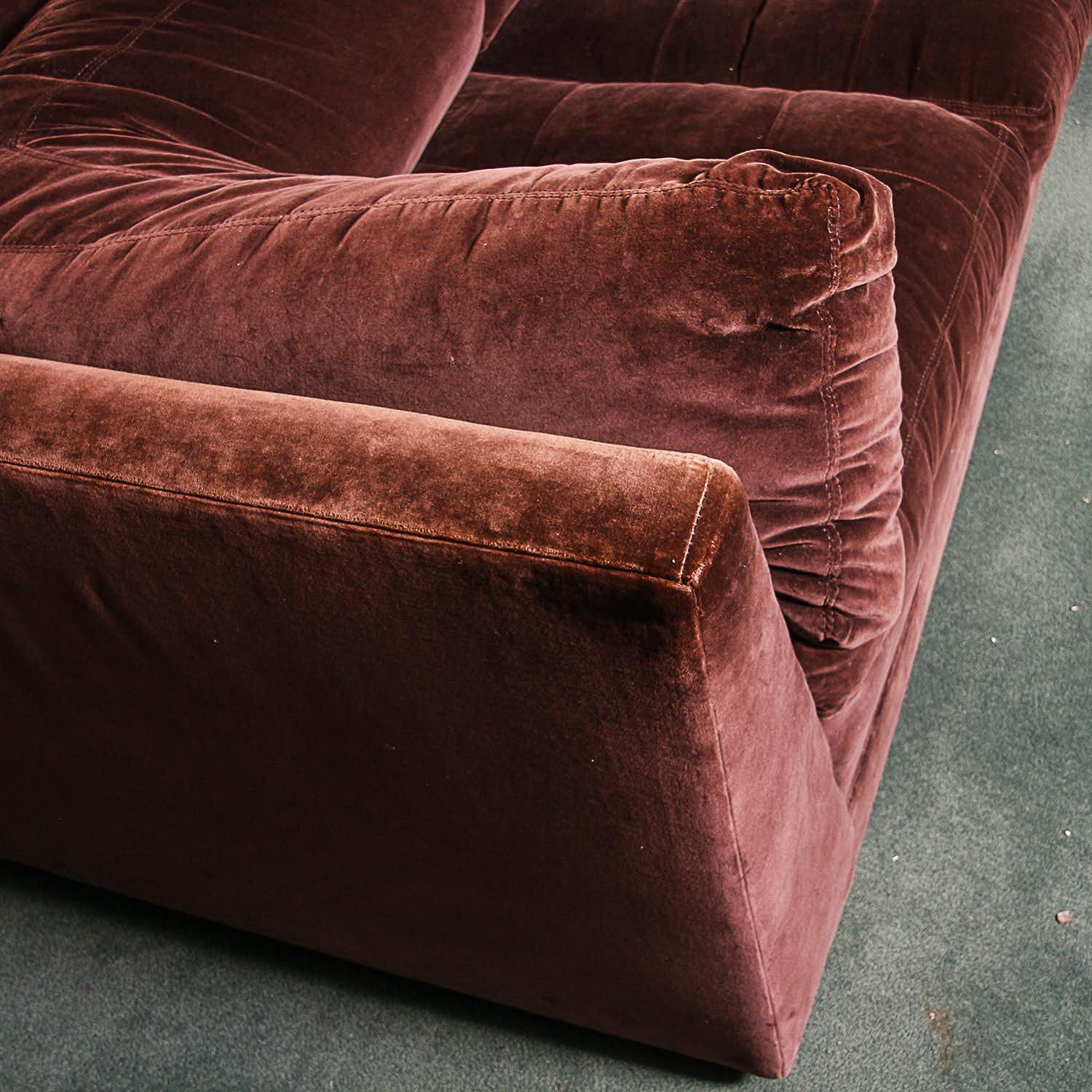Chocolate Brown Velvet Upholstered Sectional Sofa : Ebth In Sofas In Chocolate Brown (View 19 of 20)