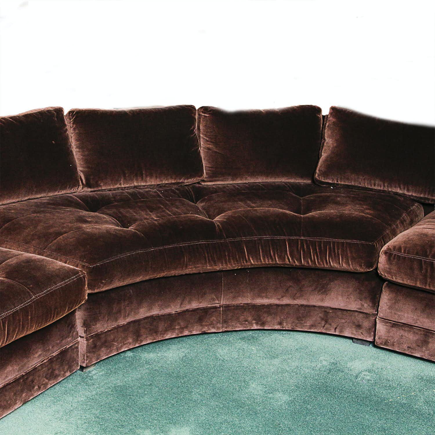 Chocolate Brown Velvet Upholstered Sectional Sofa : Ebth Inside Sofas In Chocolate Brown (Gallery 11 of 20)