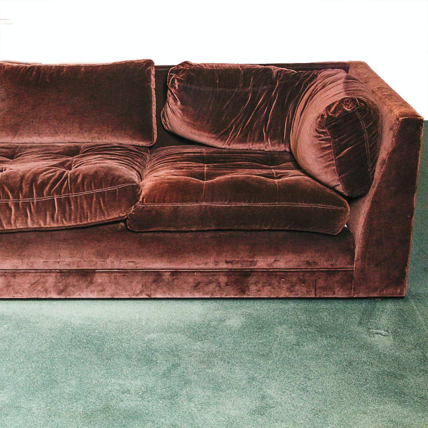 Chocolate Brown Velvet Upholstered Sectional Sofa : Ebth Pertaining To Sofas In Chocolate Brown (Gallery 10 of 20)