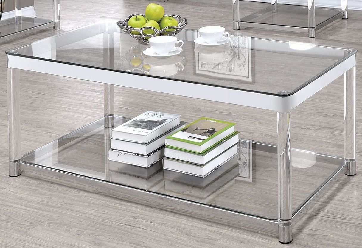 Chrome And Clear Acrylic Rectangular Coffee Table, 720748, Coaster For Clear Rectangle Center Coffee Tables (Gallery 6 of 20)