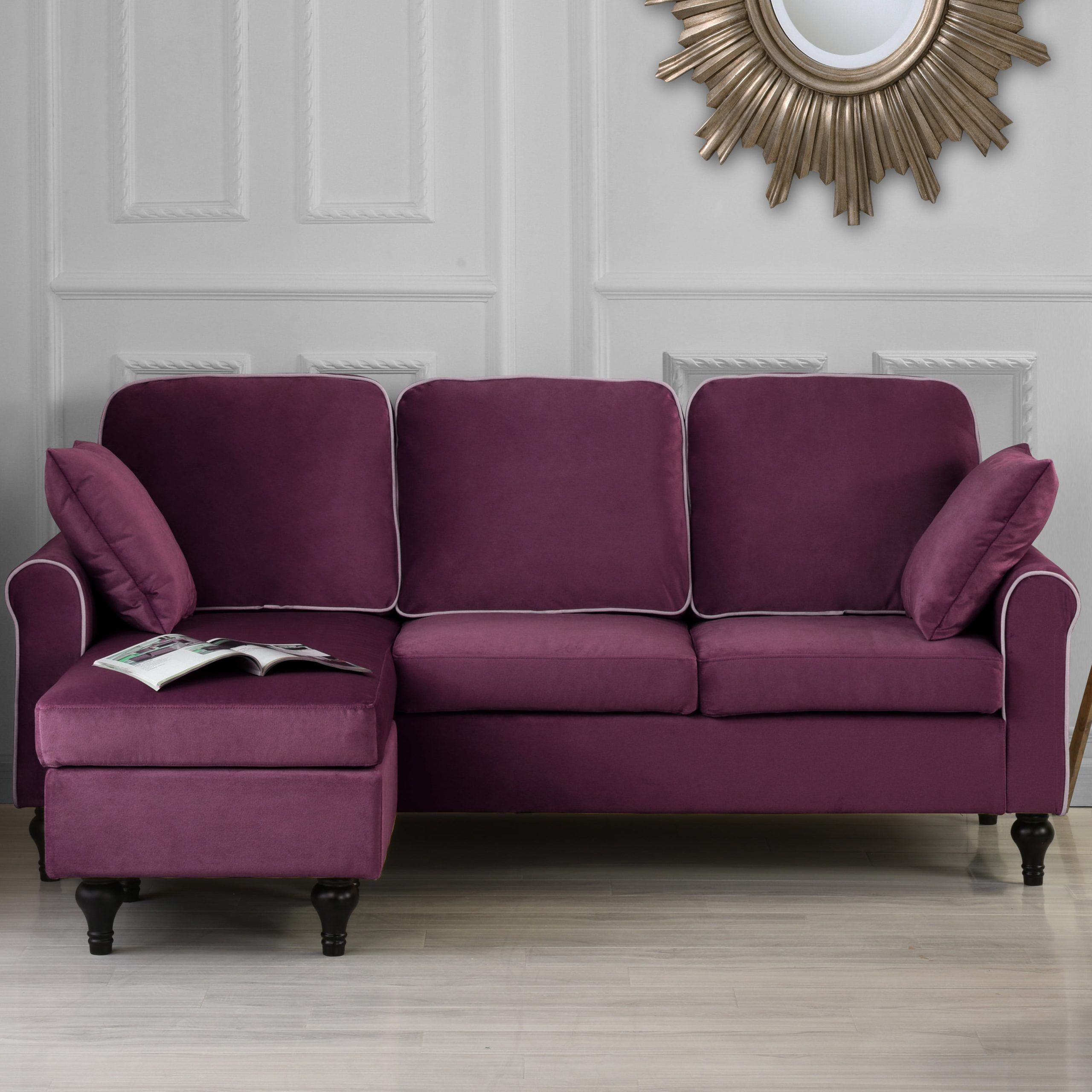 Classic And Traditional Small Space Velvet Sectional Sofa With With Regard To Sofas For Small Spaces (Gallery 3 of 20)