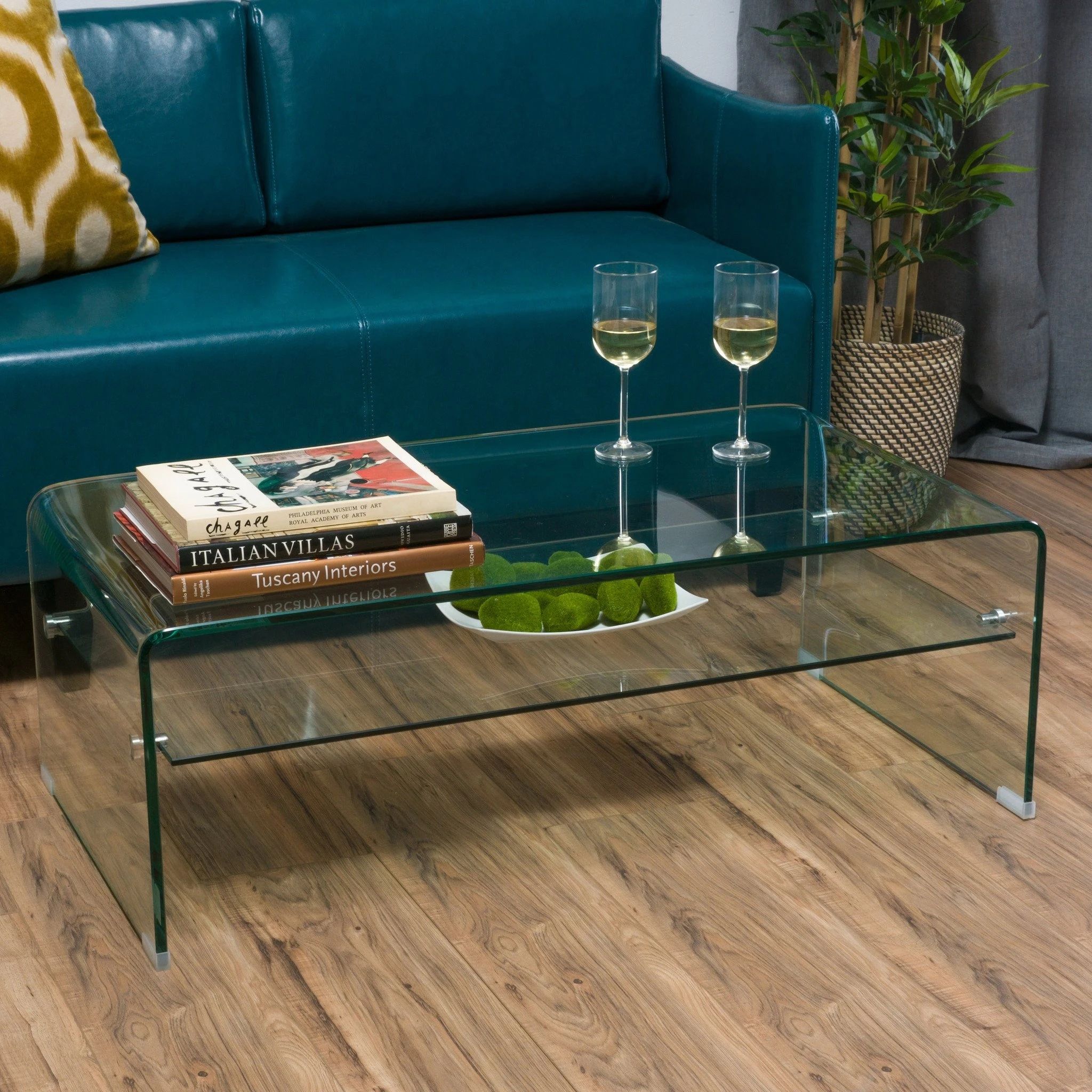 Classon Glass Rectangle Coffee Table W/ Shelf In Coffee Tables From With Regard To Glass Coffee Tables With Lower Shelves (View 8 of 20)