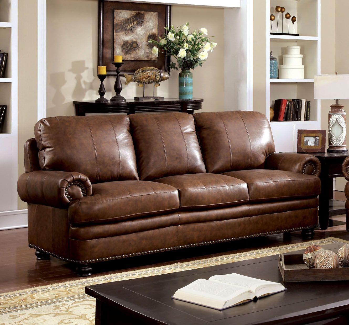 Cm6318 Sf Dark Brown Top Grain Leather Match Sofa Couch – Luchy Amor In Top Grain Leather Loveseats (View 10 of 20)
