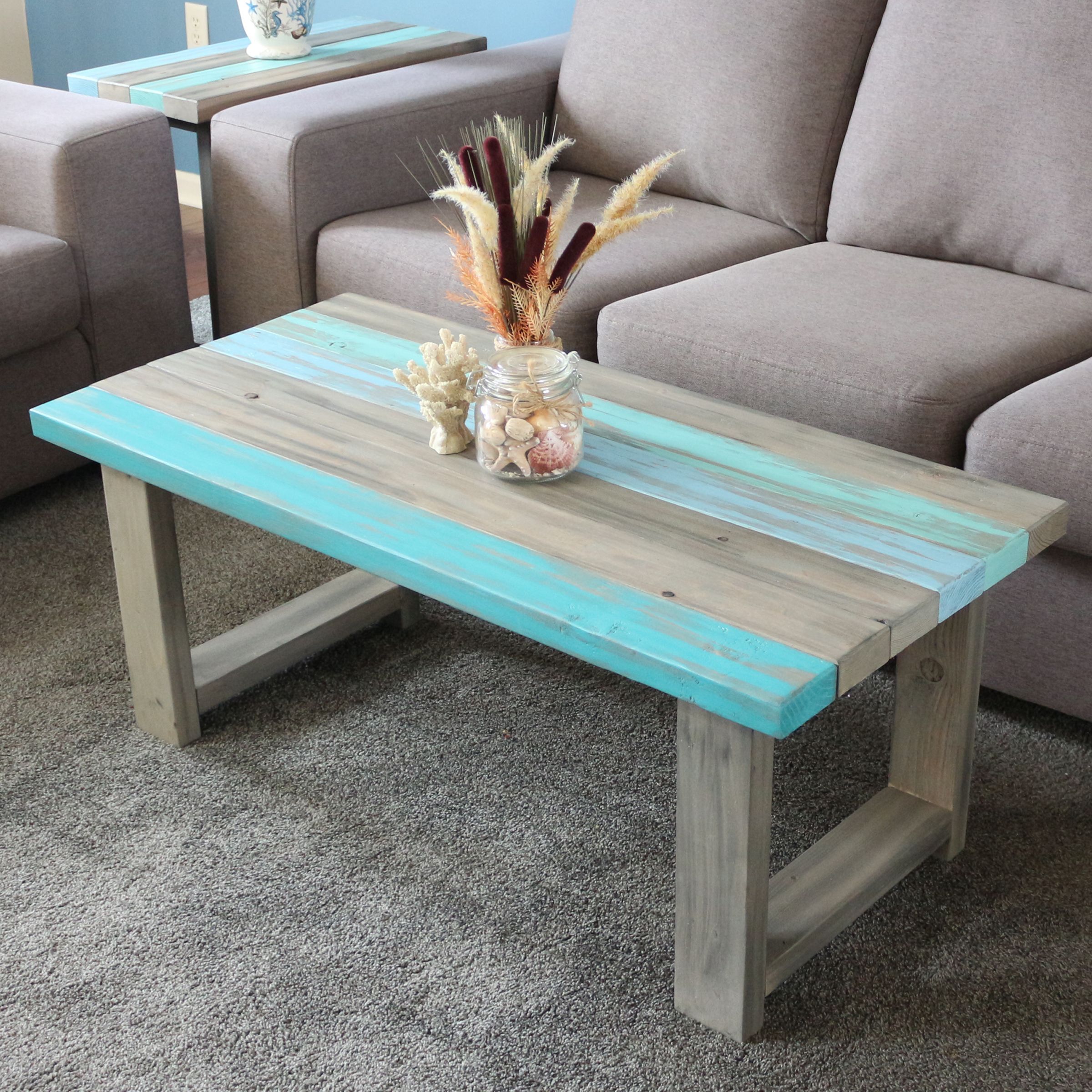Coastal Beach House Coffee Table | Coffee Table Farmhouse, Painted End Intended For Gray Coastal Cocktail Tables (View 16 of 22)