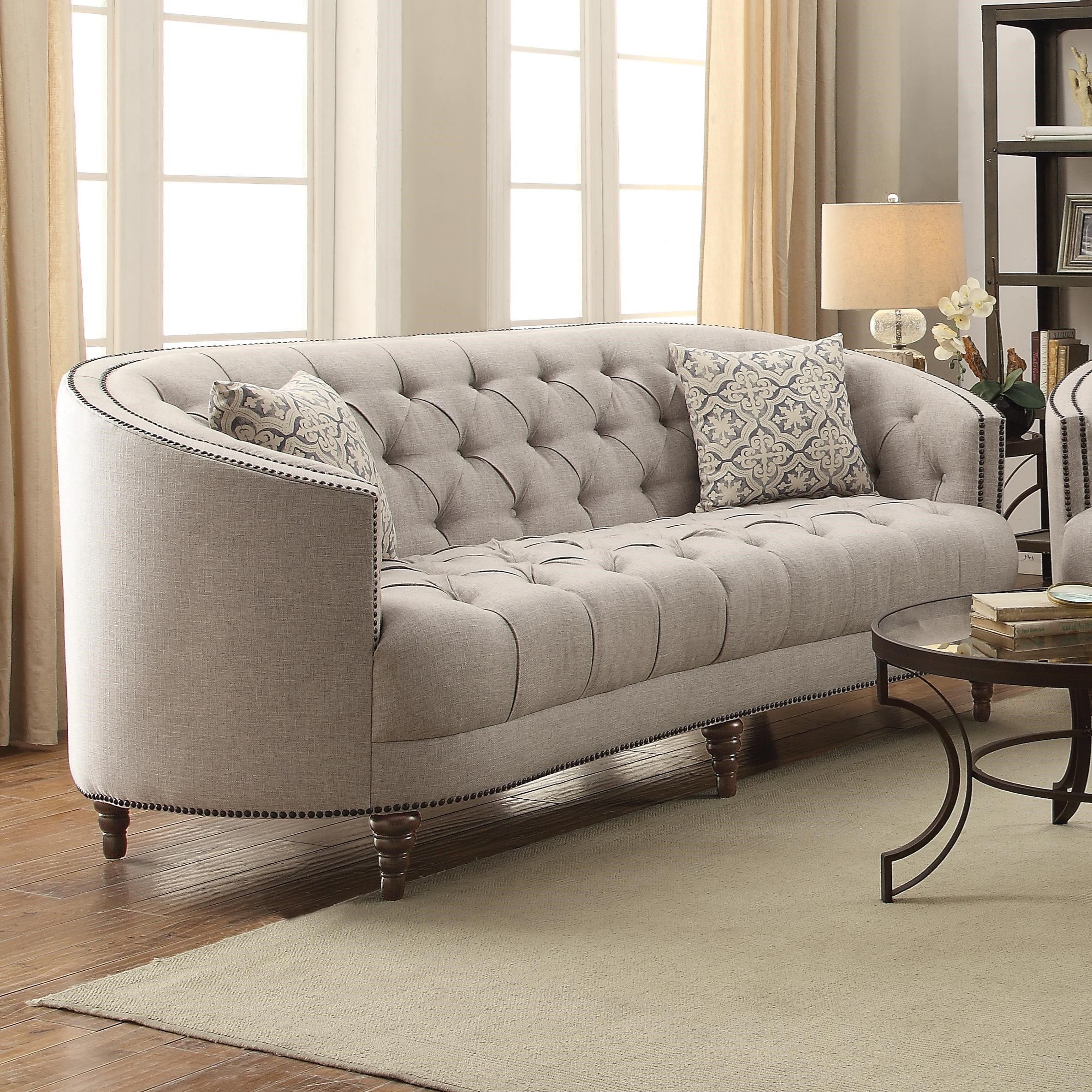 Coaster Avonlea C Shaped Sofa With Button Tufting And Nailhead Trim With Tufted Upholstered Sofas (View 14 of 20)