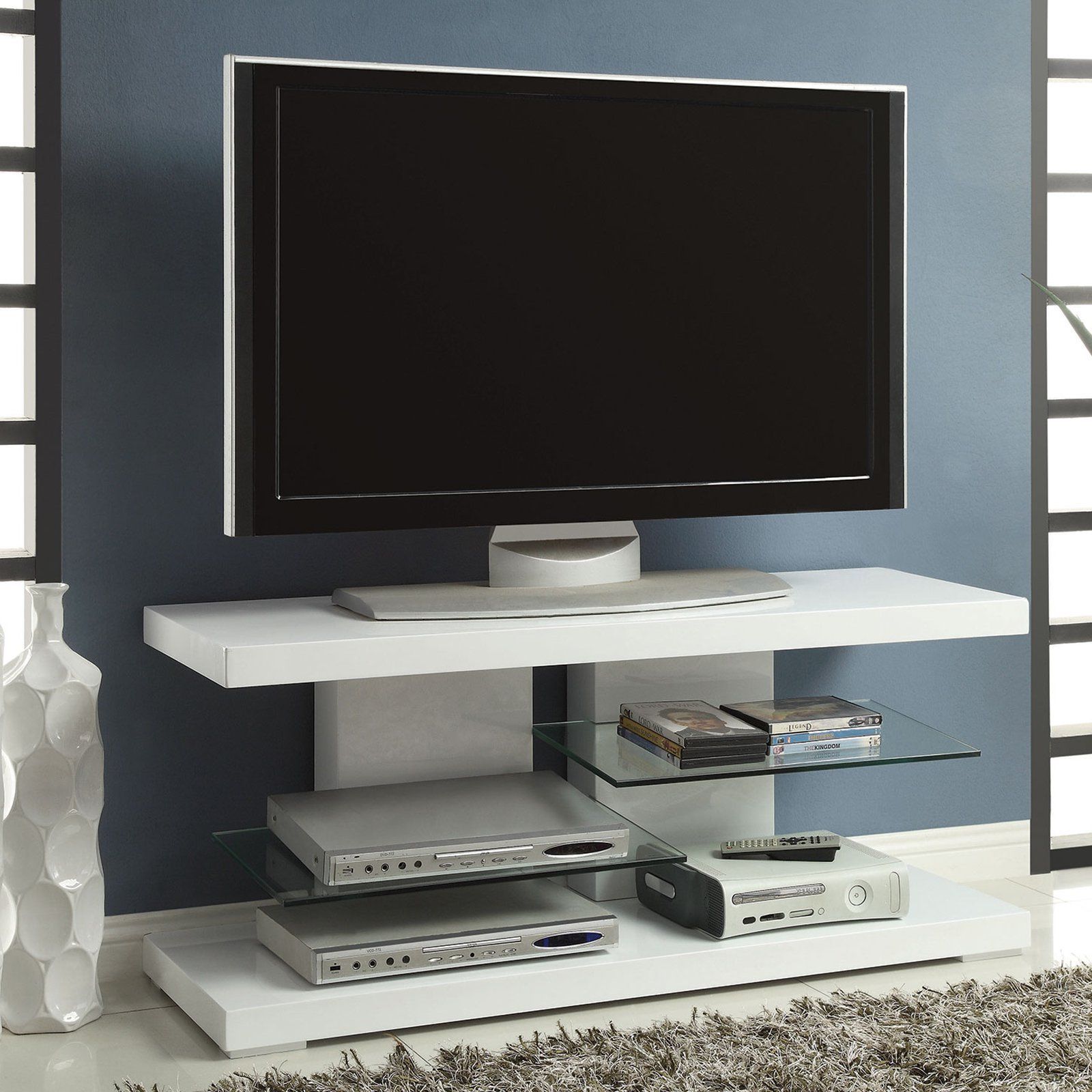 Coaster Furniture 50 In. Tv Stand With Floating Glass Shelves | Tv Intended For Glass Shelves Tv Stands (Gallery 18 of 20)