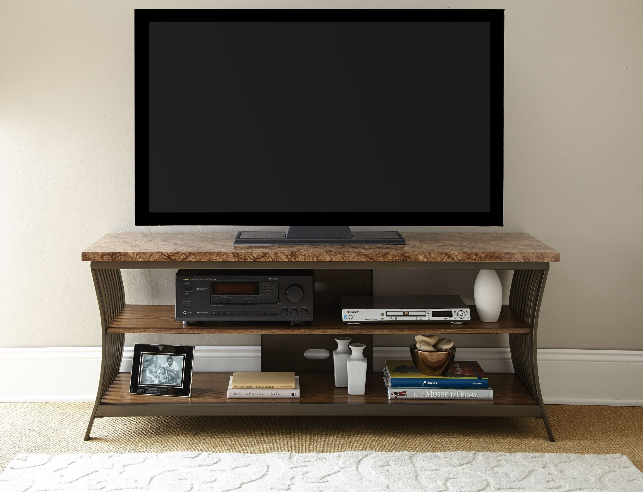 Collison Faux Marble Top Tv Console From Steve Silver (cl500tv Pertaining To Black Marble Tv Stands (Gallery 20 of 20)