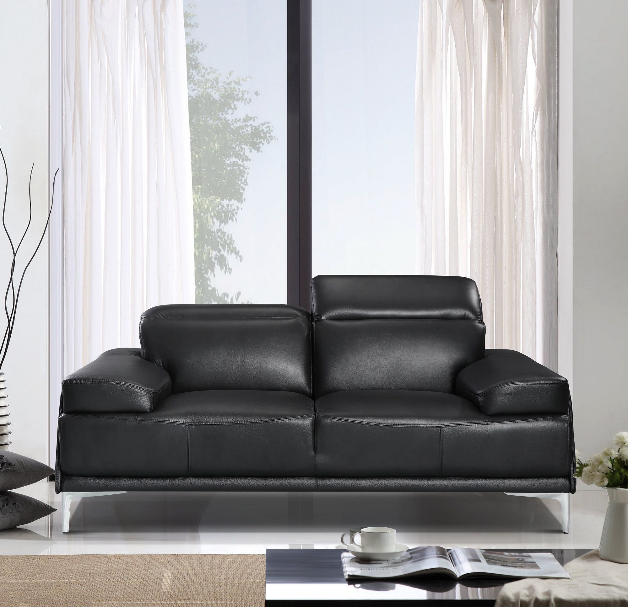 Contemporary Black Leather Living Room Sofa Set Minneapolis Minnesota J Intended For Right Facing Black Sofas (Gallery 6 of 20)