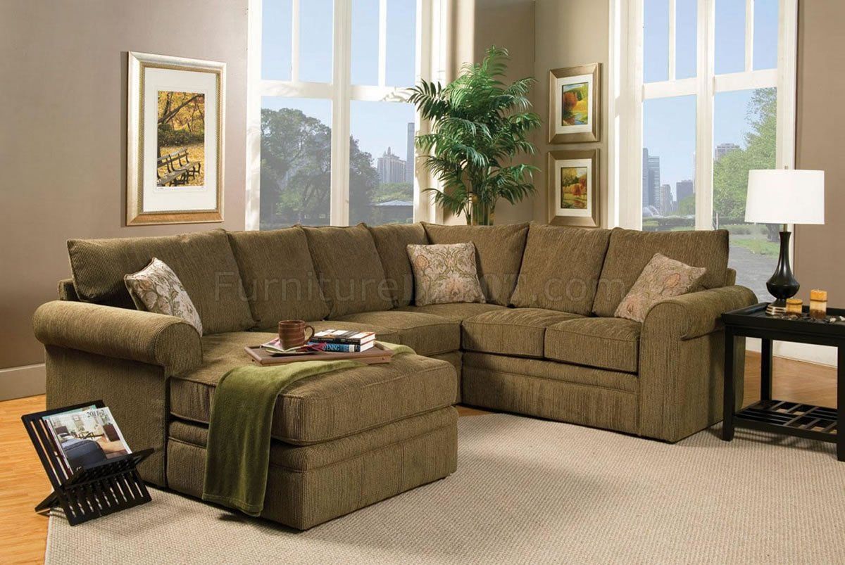 Contemporary Sectional Sofa And Ottoman Set In Chenille Fabric Intended For Chenille Sectional Sofas (Gallery 1 of 20)